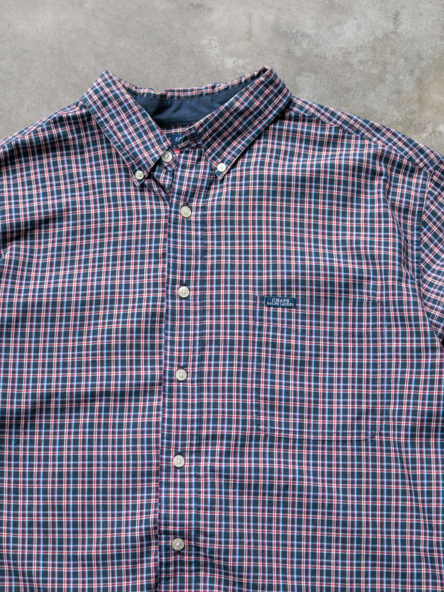 Vintage 00s Navy & Red Check Chaps Ralph Lauren Shirt (XL)