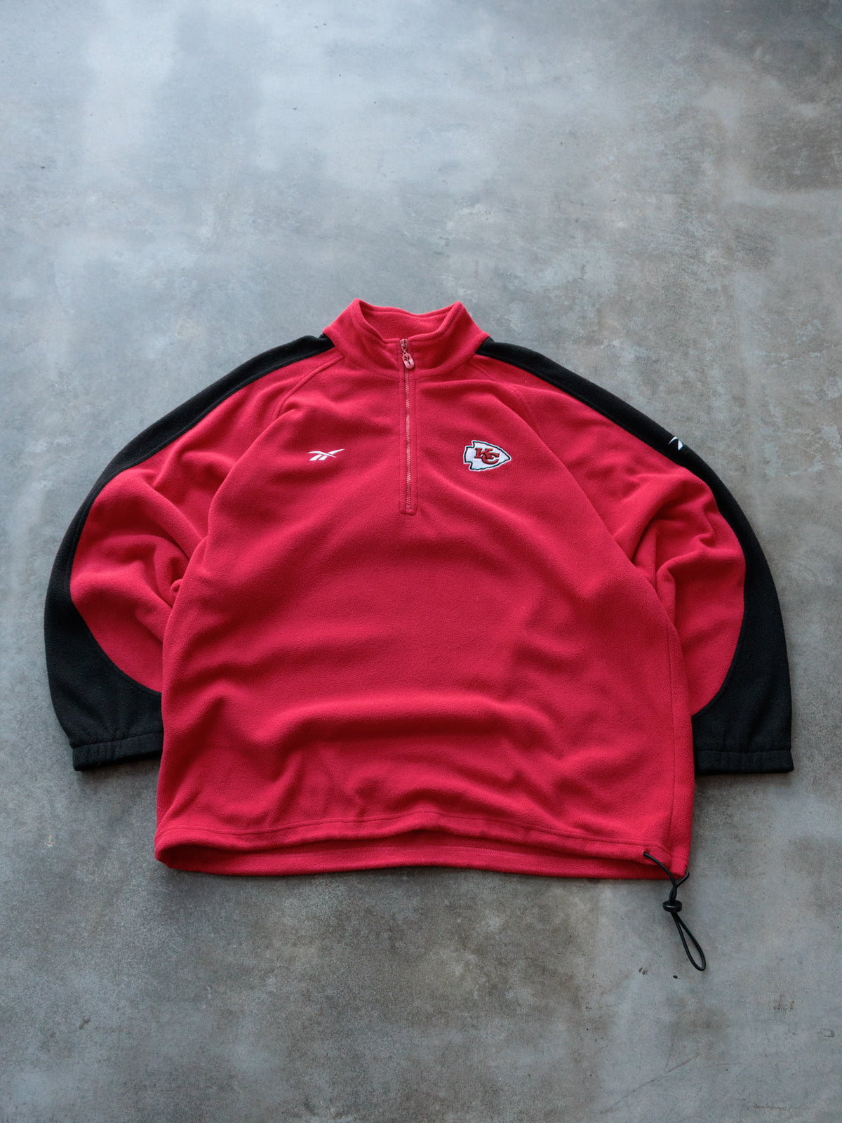 Vintage 00s Red Reebok Kansas City Chiefs Colourblock Fleece Quarter Zip (L)