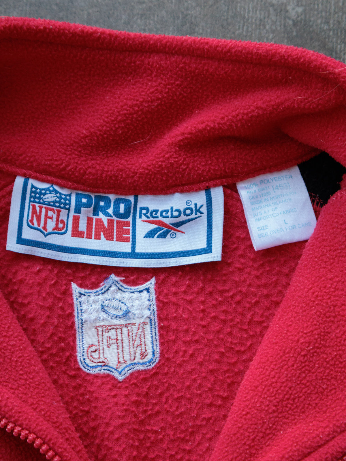 Vintage 00s Red Reebok Kansas City Chiefs Colourblock Fleece Quarter Zip (L)