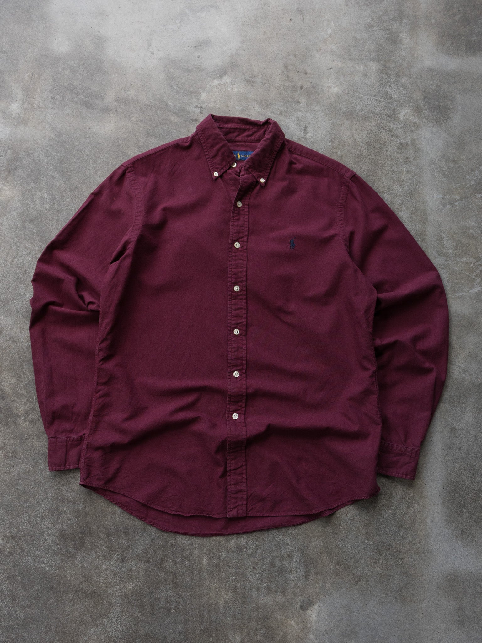 Vintage 90s Burgundy Ralph Lauren Button Down Shirt (M)