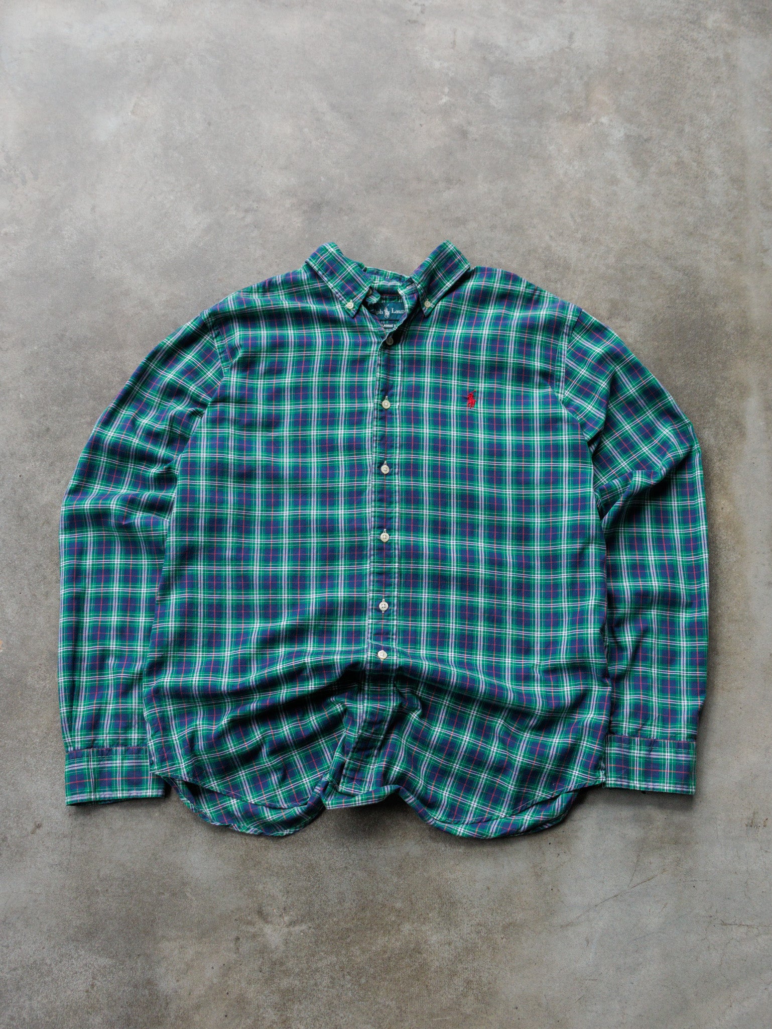Vintage Green Plaid Ralph Lauren Shirt (L)