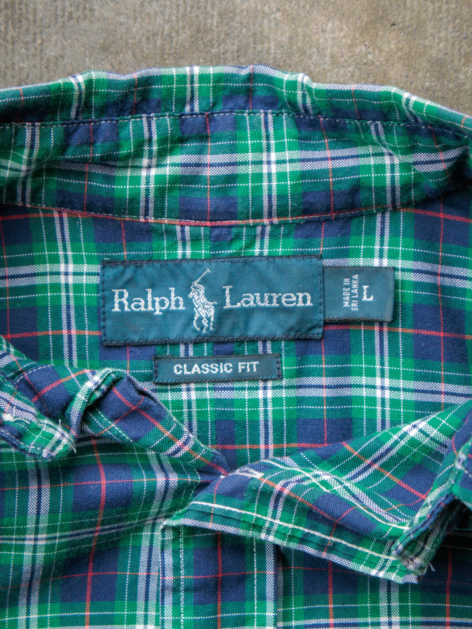 Vintage Green Plaid Ralph Lauren Shirt (L)