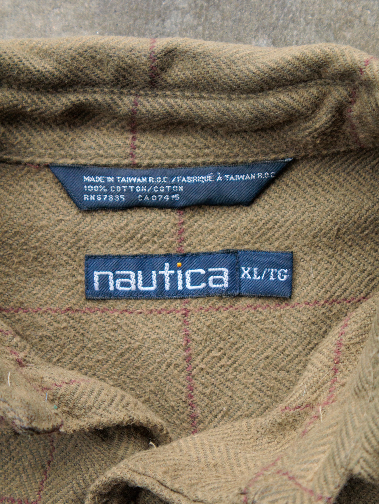 Vintage 00s Olive Nautica Flannel Shirt (XL)