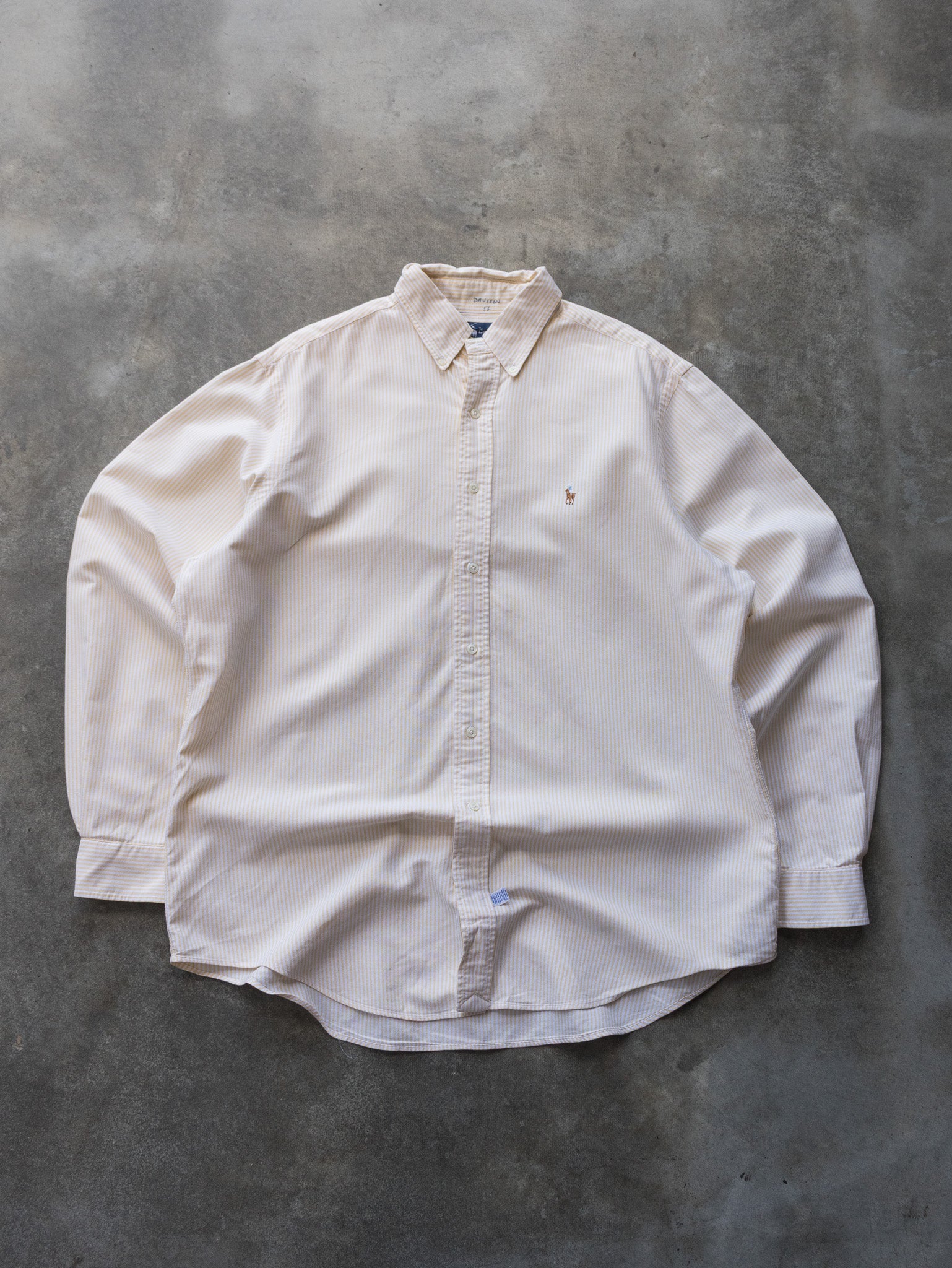 Vintage Yellow Ralph Lauren Striped Shirt (XL)