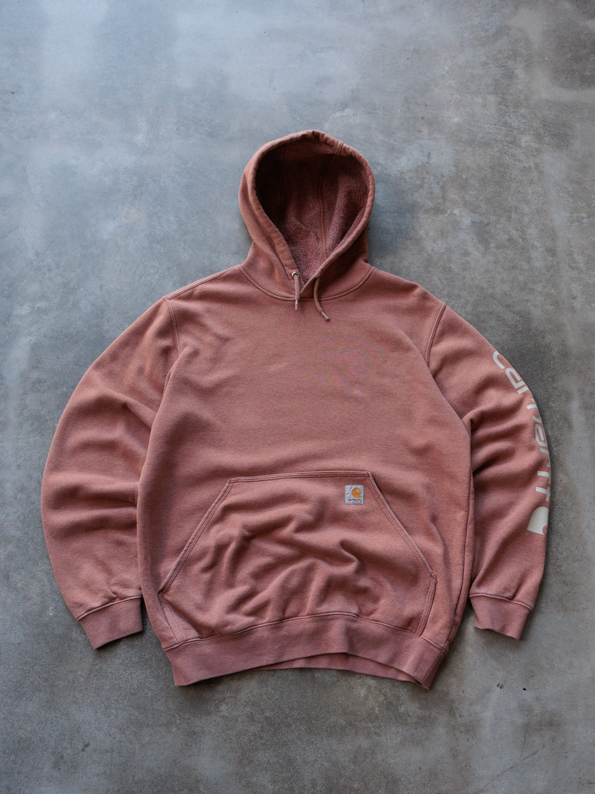 Vintage Pink Carhartt Sherpa-Lined Hoodie (M)