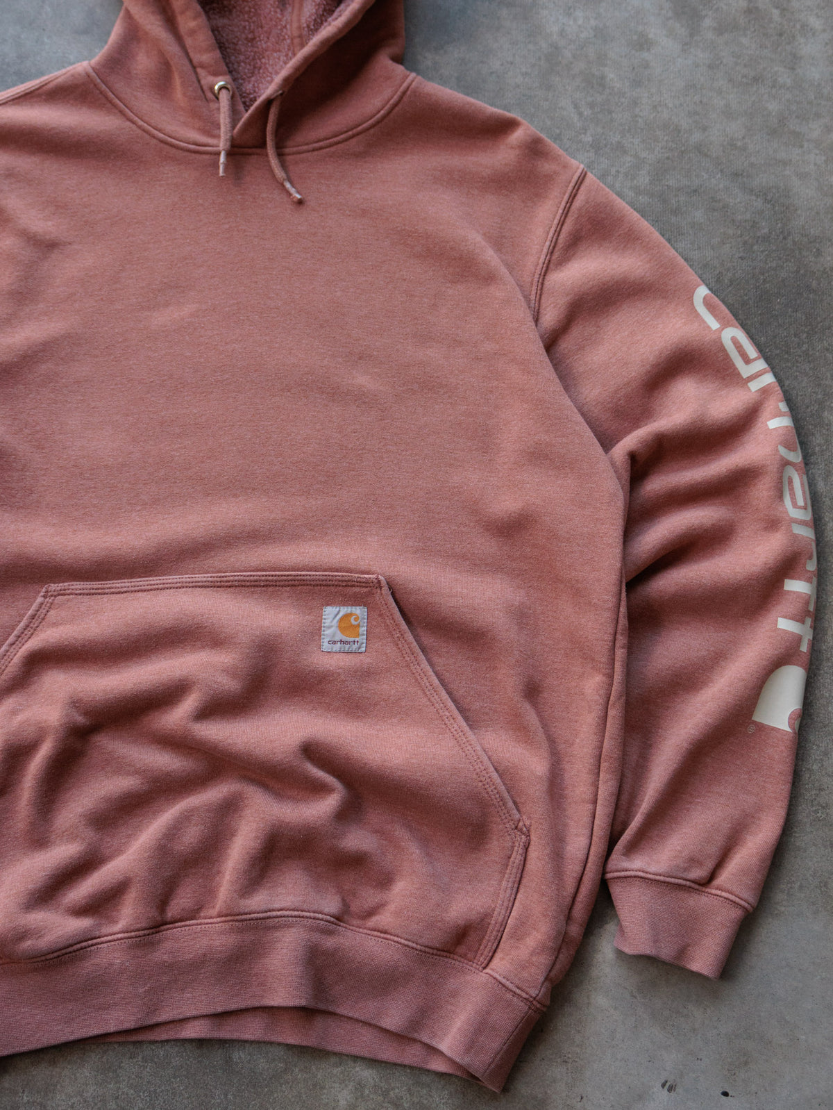Vintage Pink Carhartt Sherpa-Lined Hoodie (M)