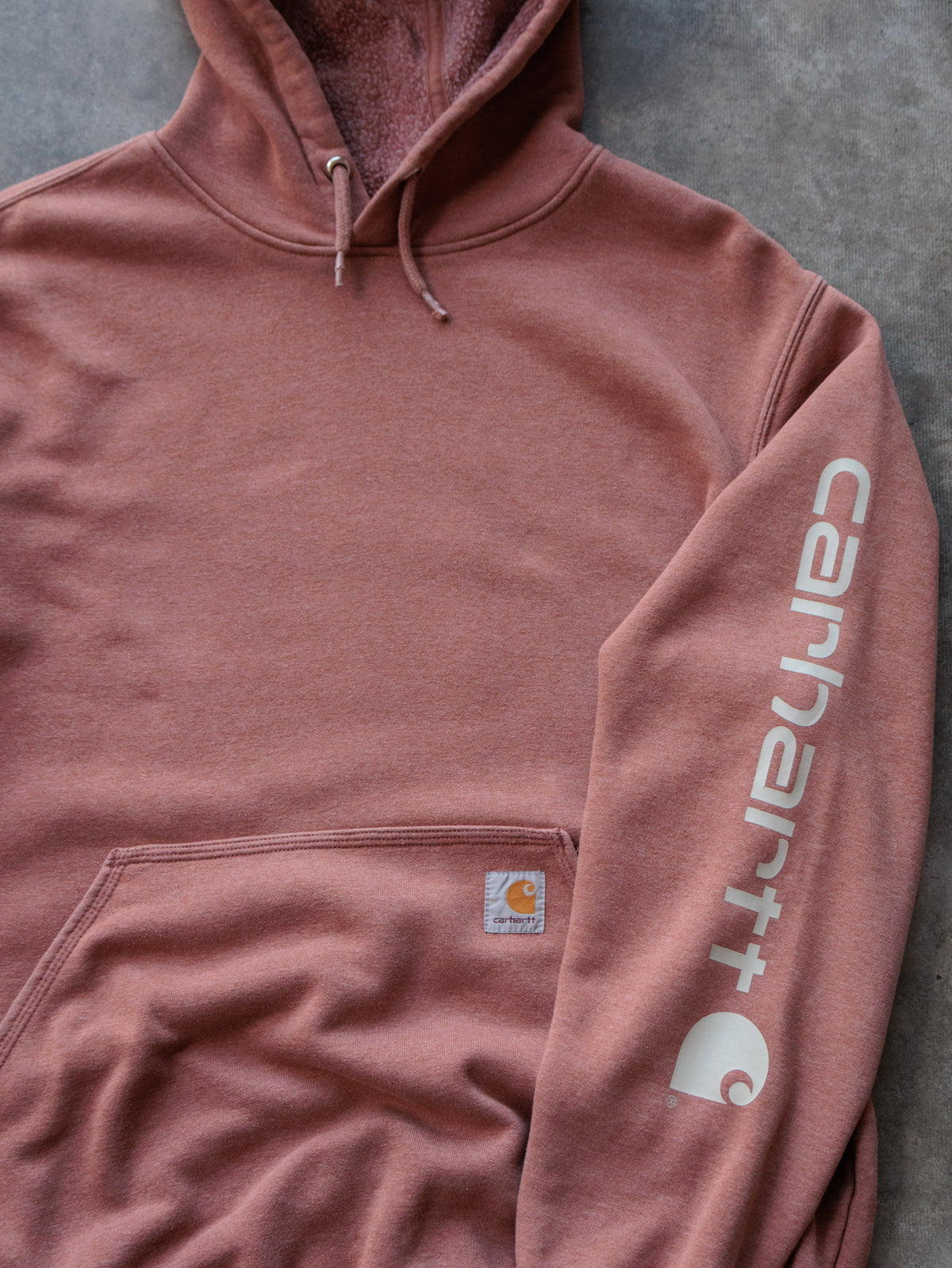 Vintage Pink Carhartt Sherpa-Lined Hoodie (M)