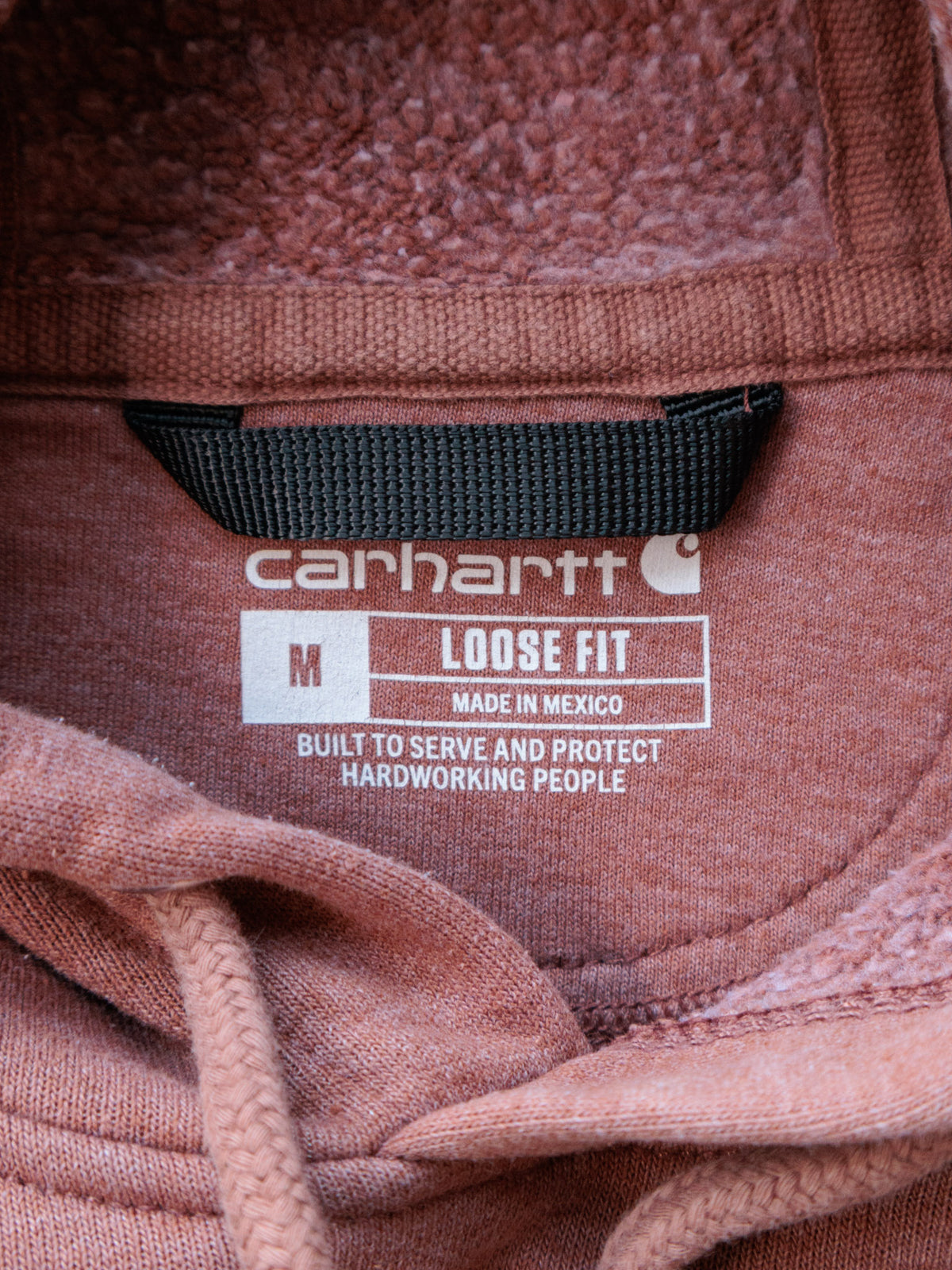 Vintage Pink Carhartt Sherpa-Lined Hoodie (M)