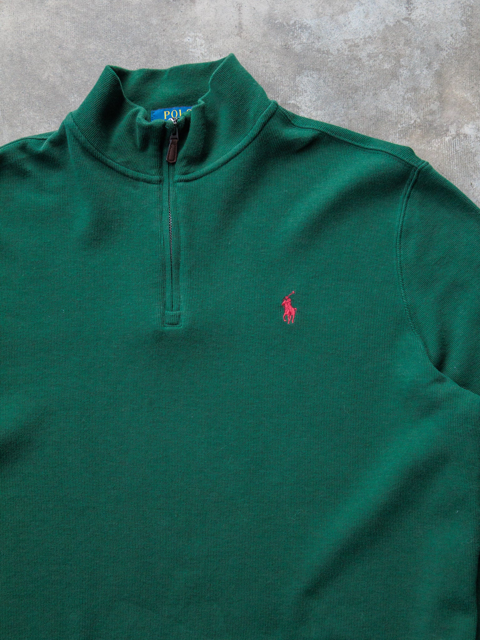 Vintage Green Polo Ralph Lauren Quarter Zip Sweatshirt (M)