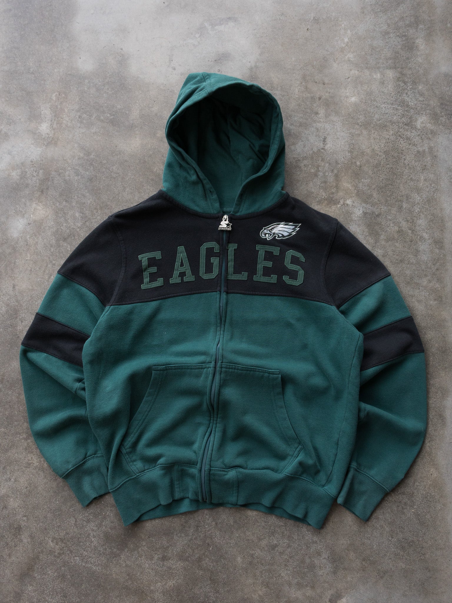 Vintage Green Starter Philadelphia Eagles Zip Hoodie (L)