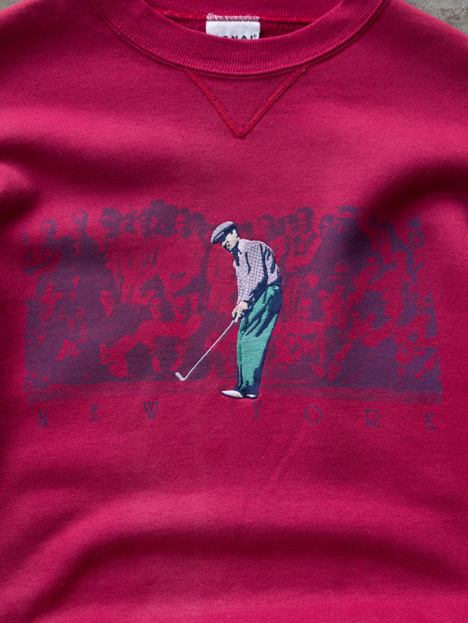 Vintage 90s Maroon New York Golf Graphic Sweatshirt (XL)