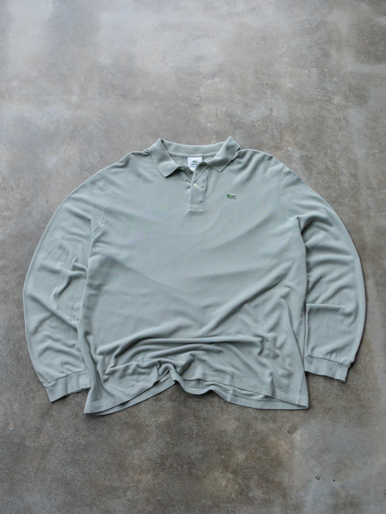 Vintage Sage Lacoste Long Sleeve Polo (2XL)