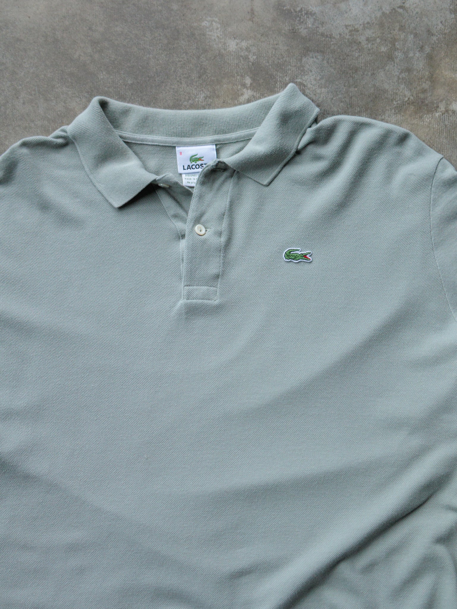 Vintage Sage Lacoste Long Sleeve Polo (2XL)