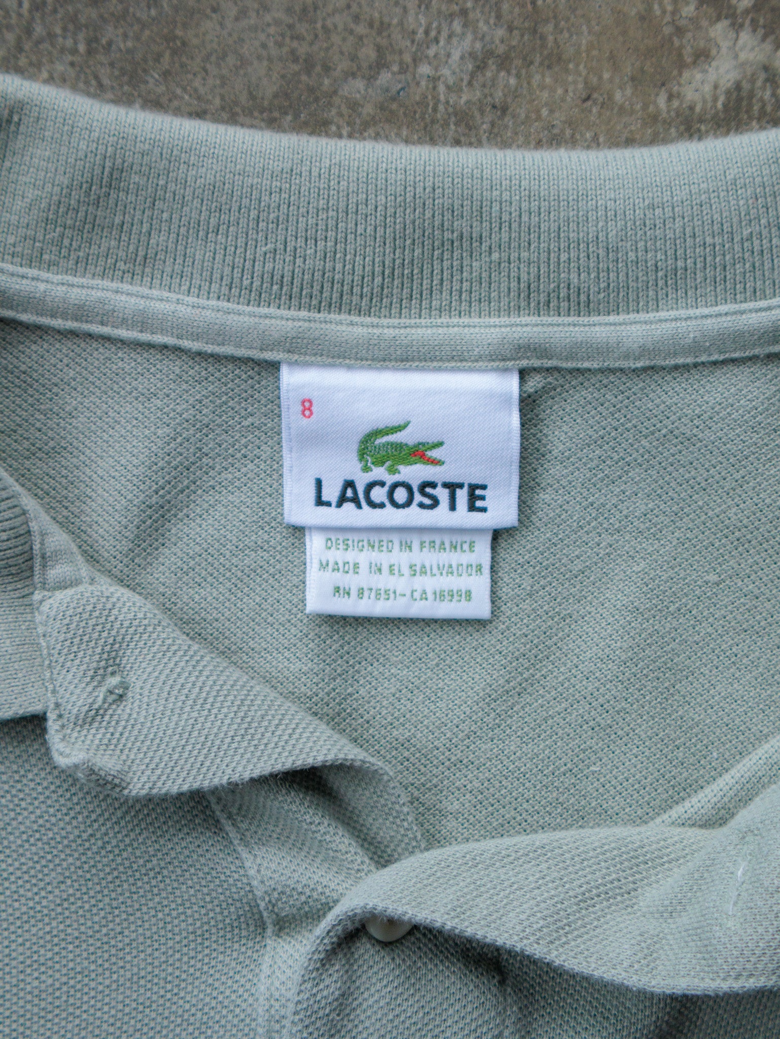 Vintage Sage Lacoste Long Sleeve Polo (2XL)