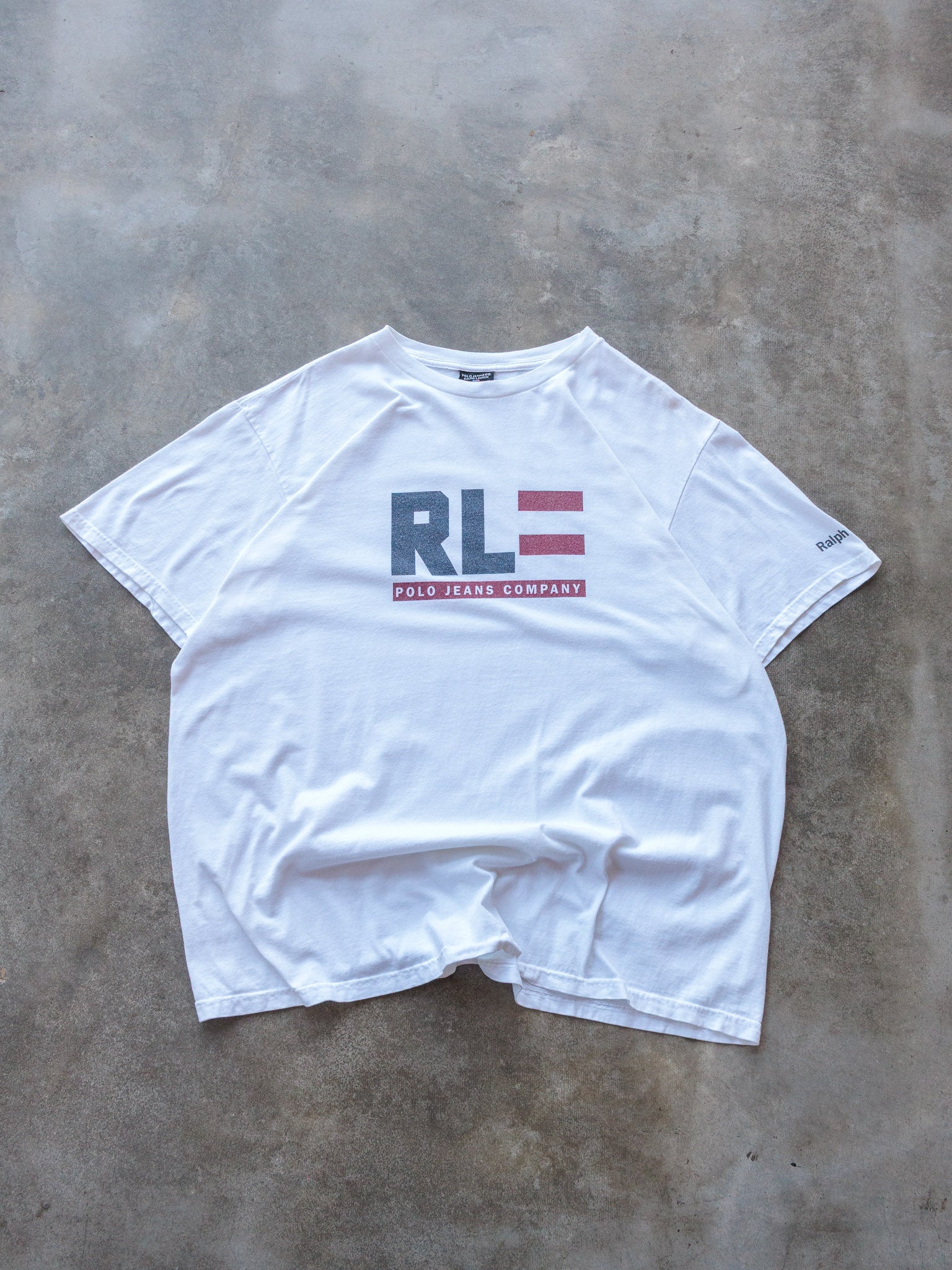 Vintage 90s White Polo Ralph Lauren Tee (XL)