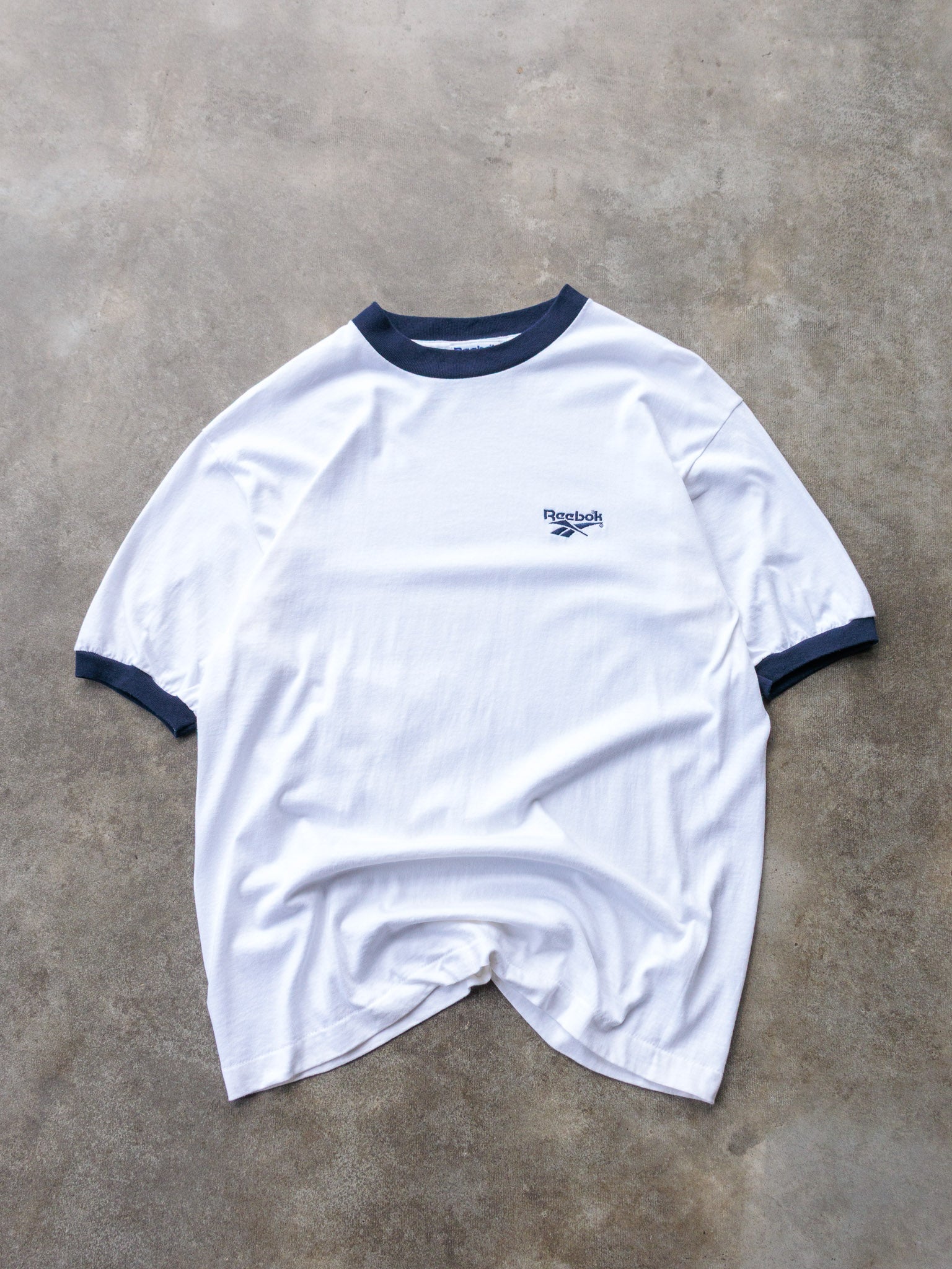 Vintage 90s White Reebok Ringer Tee (L)