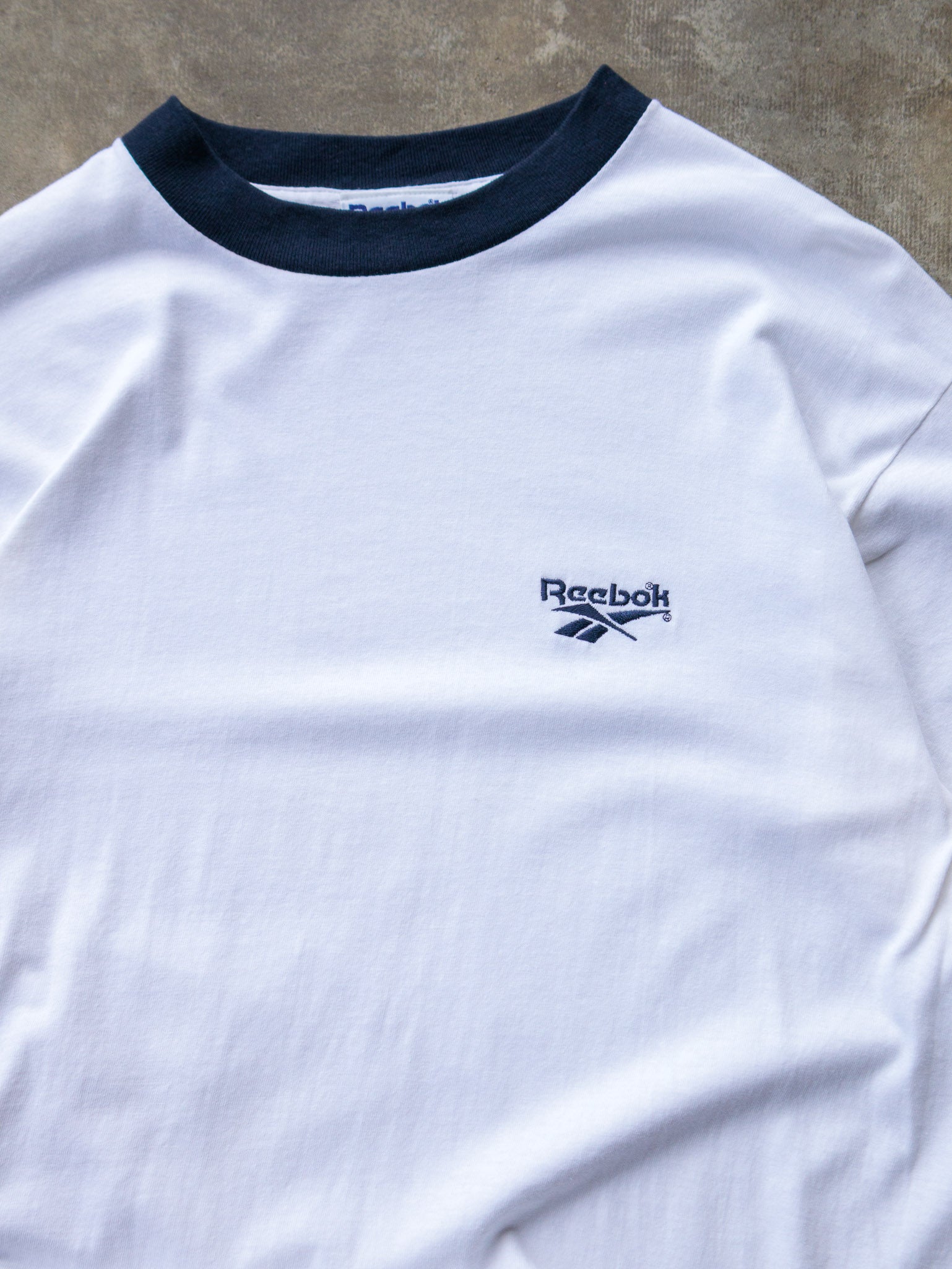 Vintage 90s White Reebok Ringer Tee (L)