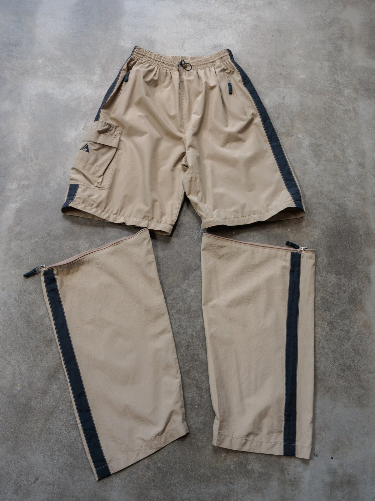 Vintage Beige Convertible Cargo Track Pants (M)
