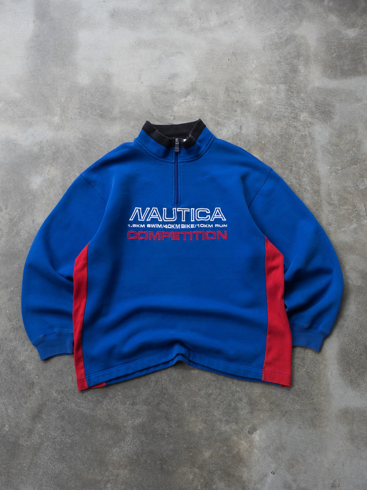 Vintage Blue Nautica Quarter Zip Sweatshirt (XL)