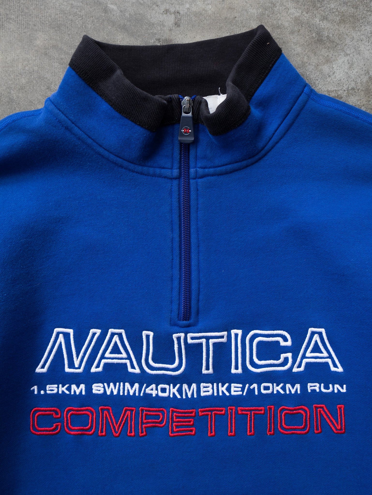 Vintage Blue Nautica Quarter Zip Sweatshirt (XL)