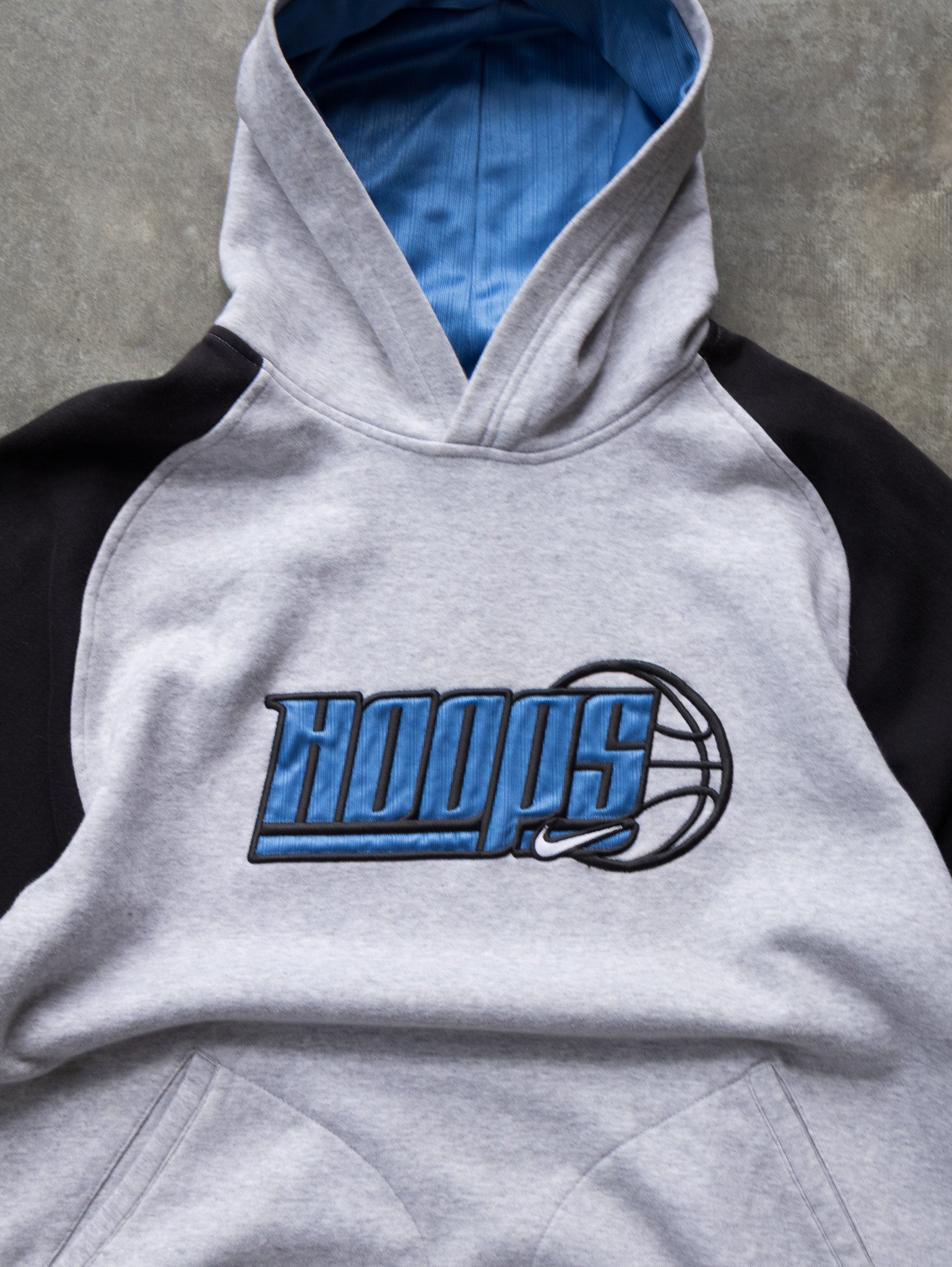 Vintage Grey and Black Nike Hoops Hoodie (16-18Y)