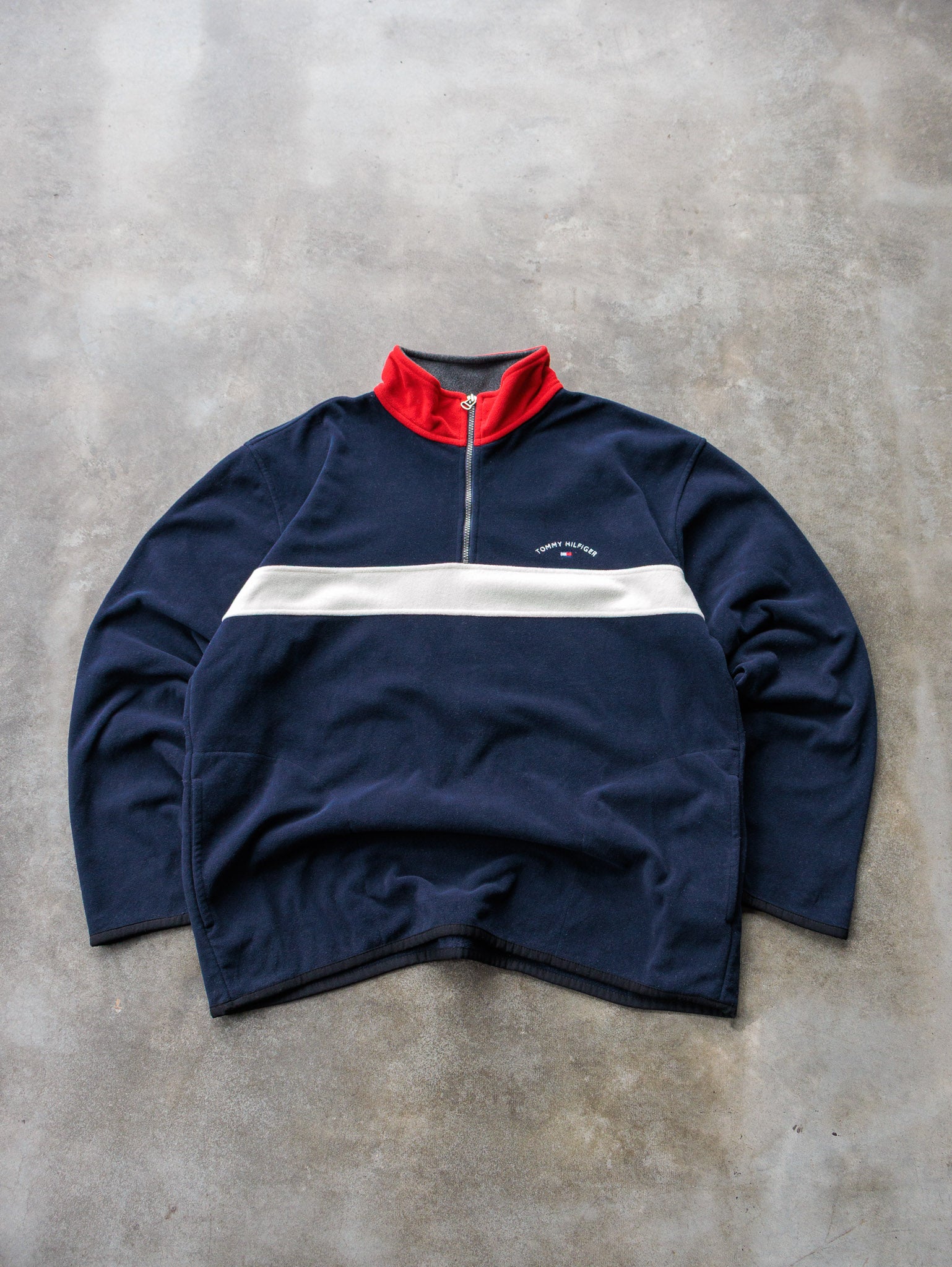 Vintage 90s Tommy Hilfiger Quarter Zip Fleece Sweatshirt (XL)