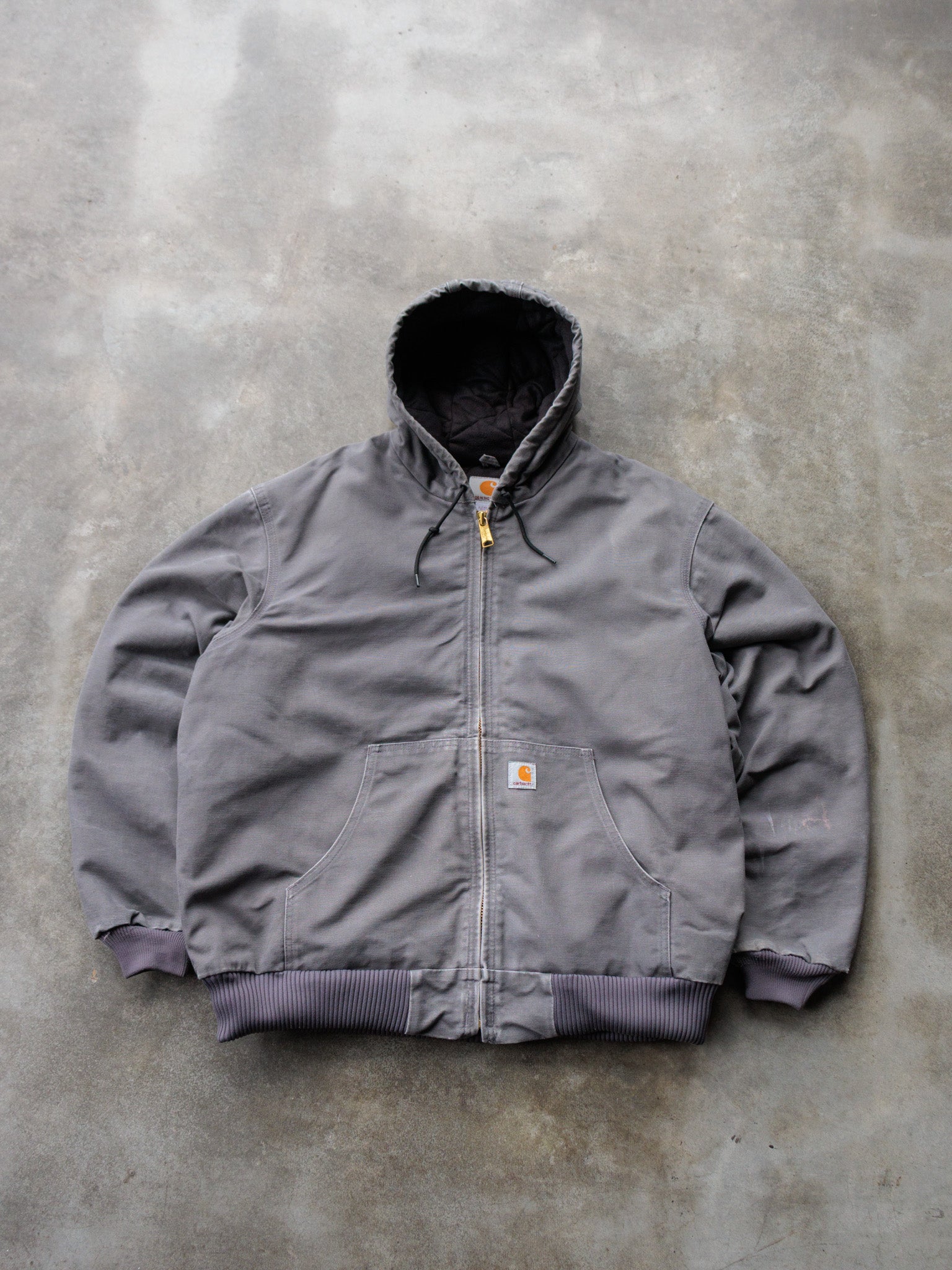 Vintage Grey Carhartt Hooded Jacket (XL)