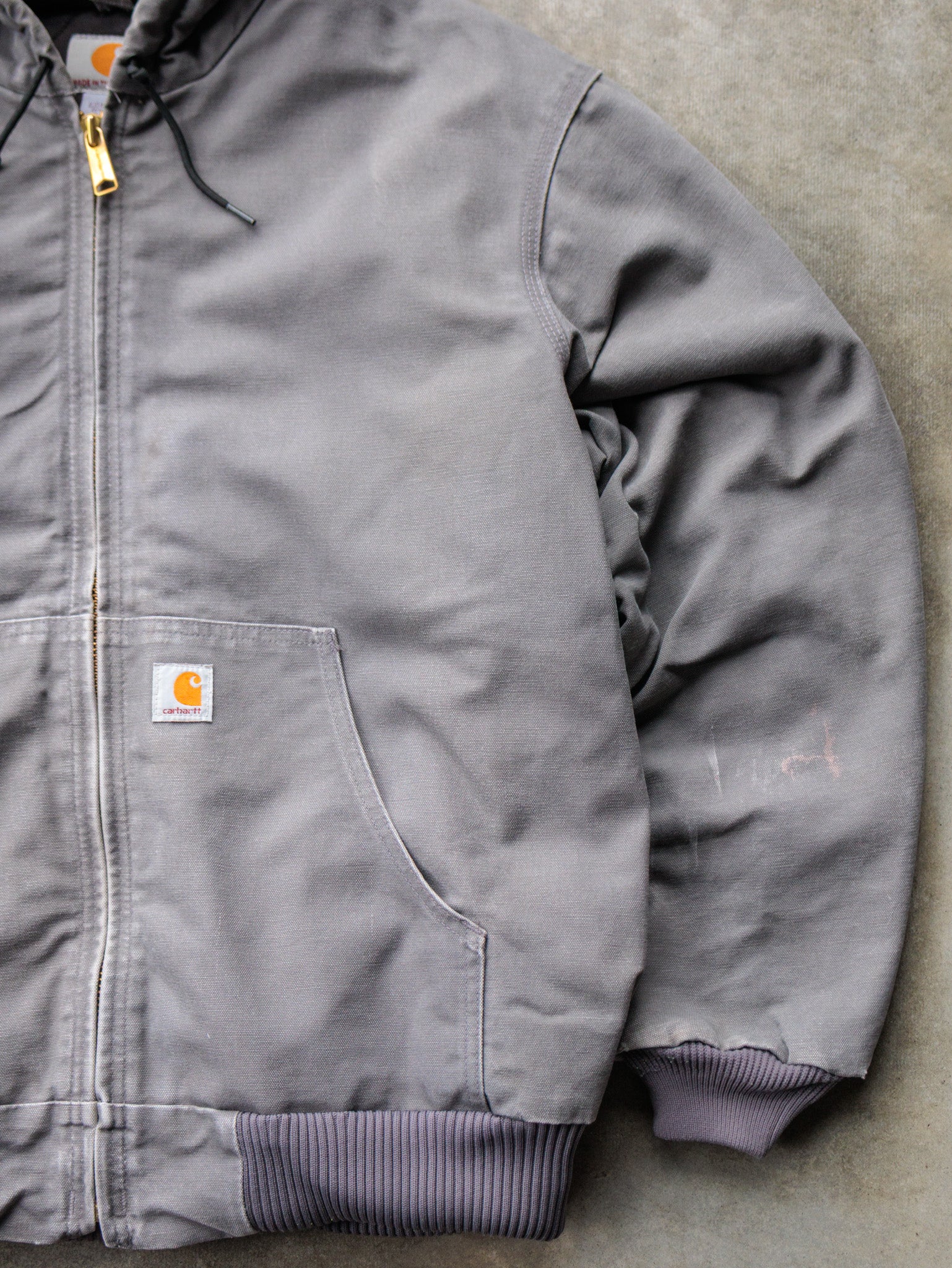 Vintage Grey Carhartt Hooded Jacket (XL)