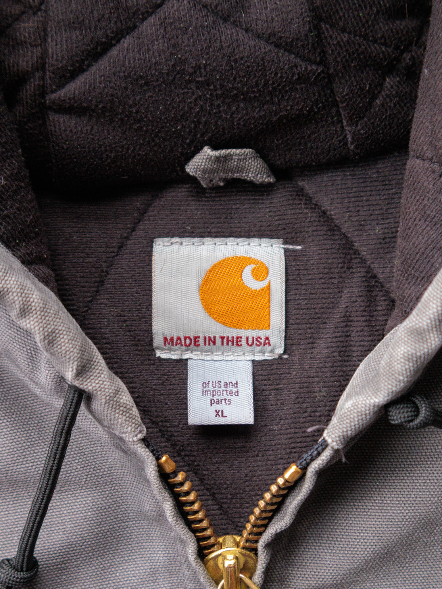 Vintage Grey Carhartt Hooded Jacket (XL)