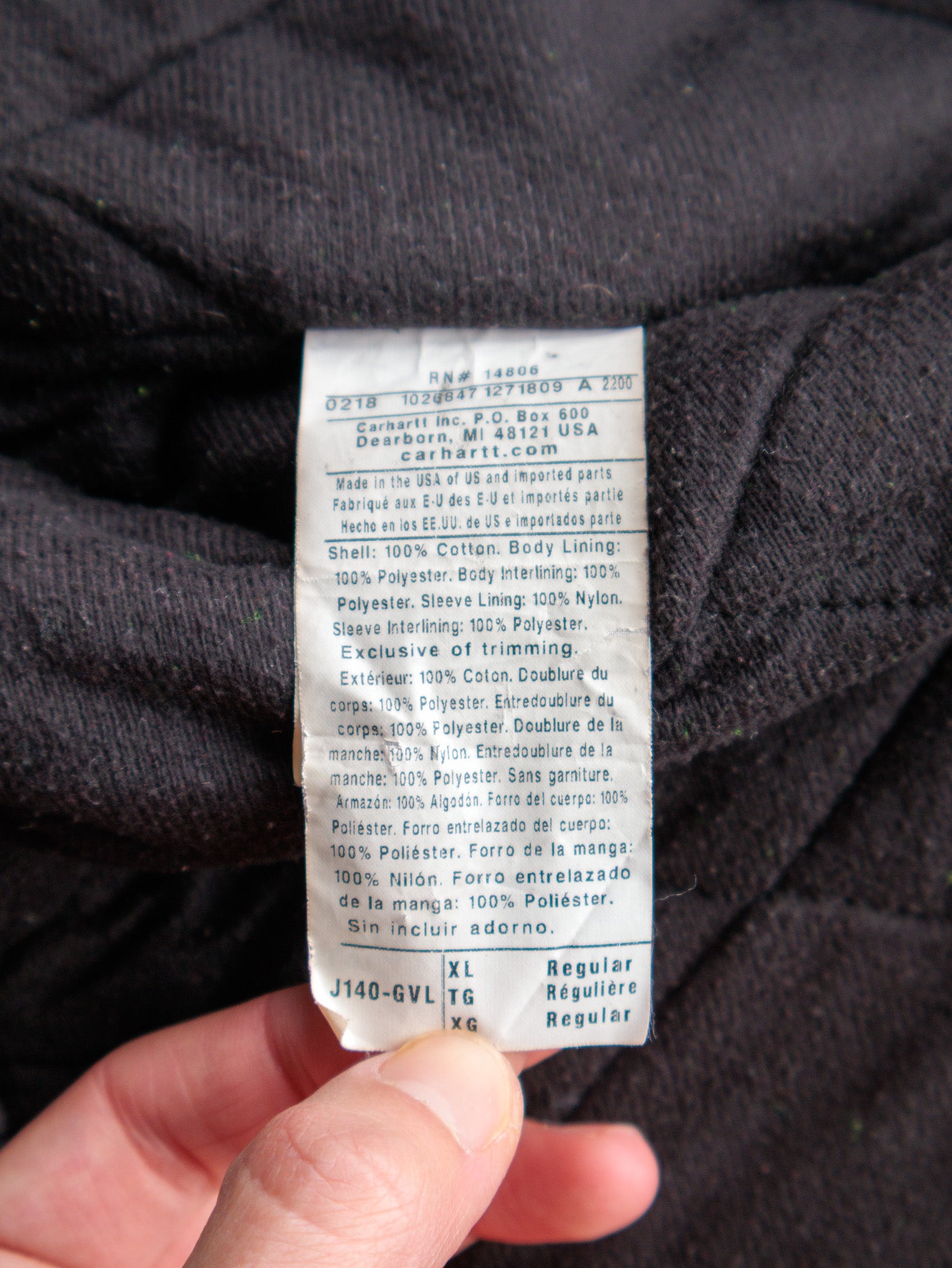 Vintage Grey Carhartt Hooded Jacket (XL)