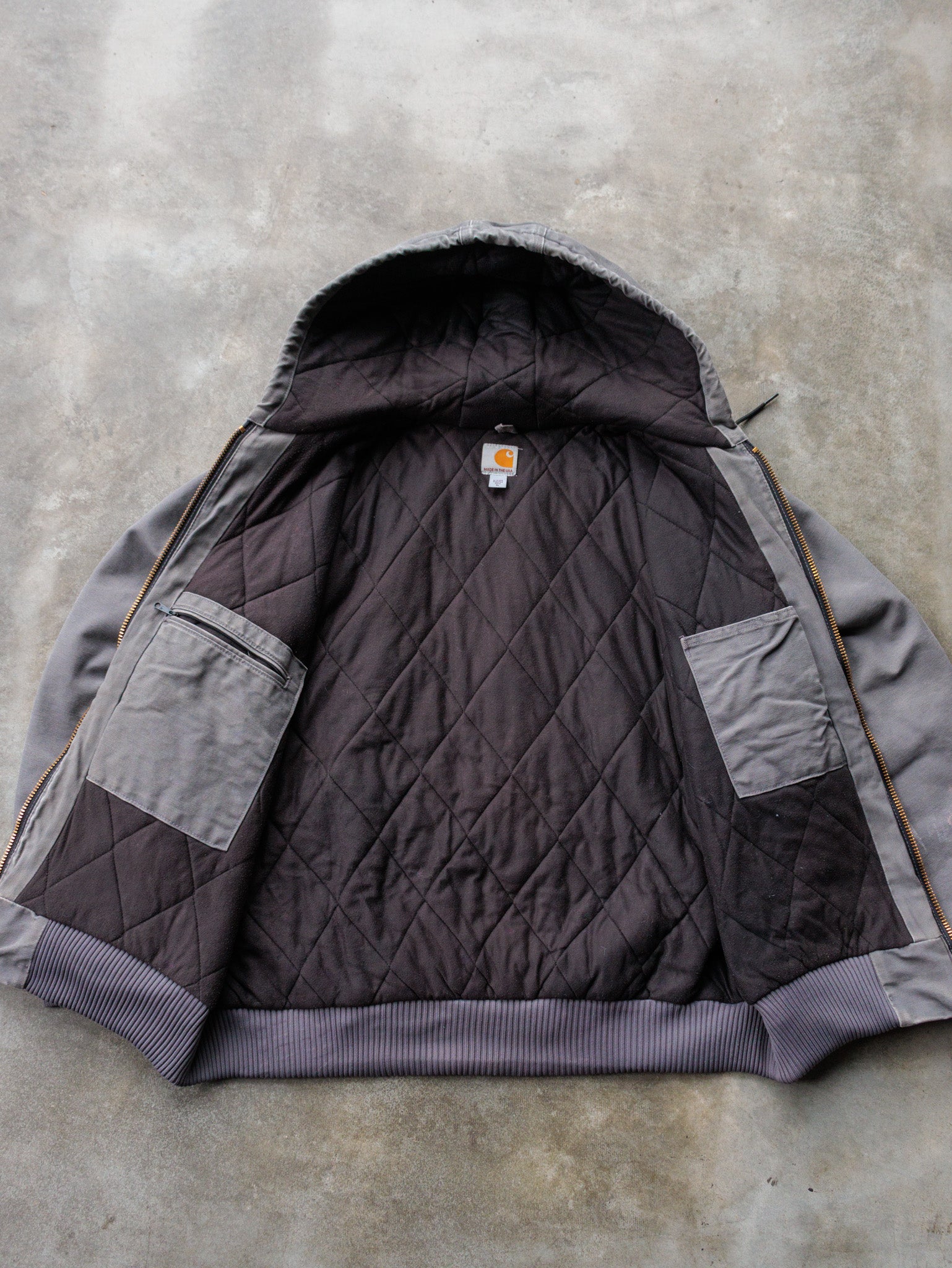 Vintage Grey Carhartt Hooded Jacket (XL)