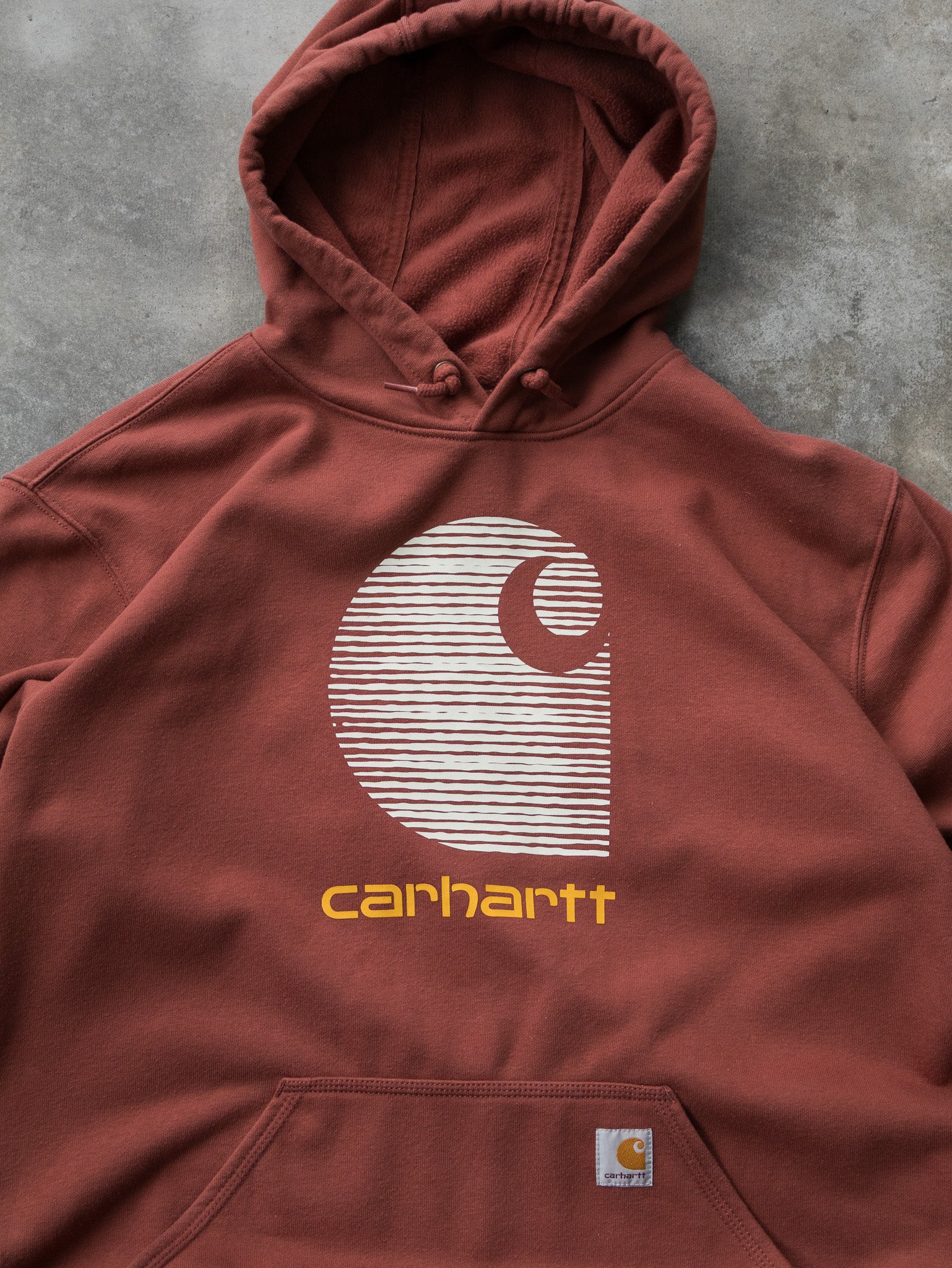 Vintage Rust Carhartt Logo Hoodie (L)