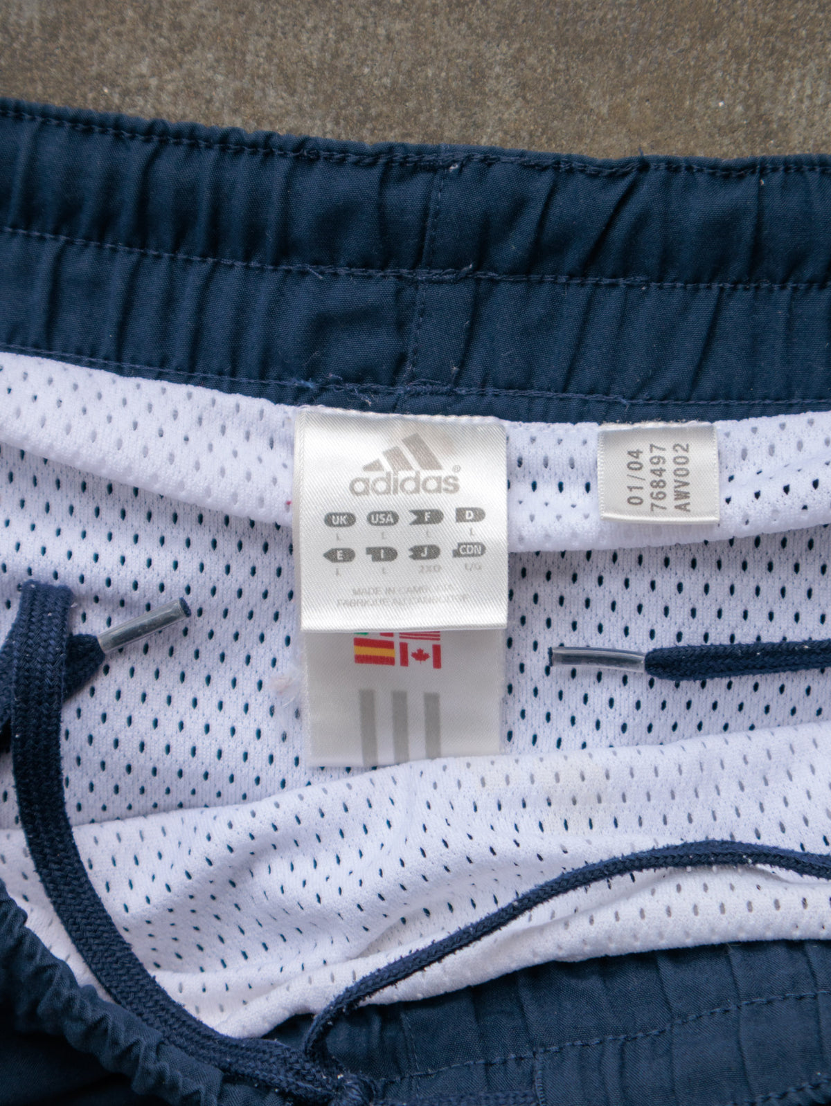 Vintage 00s Navy Adidas 3-Stripe Swim Shorts (L)