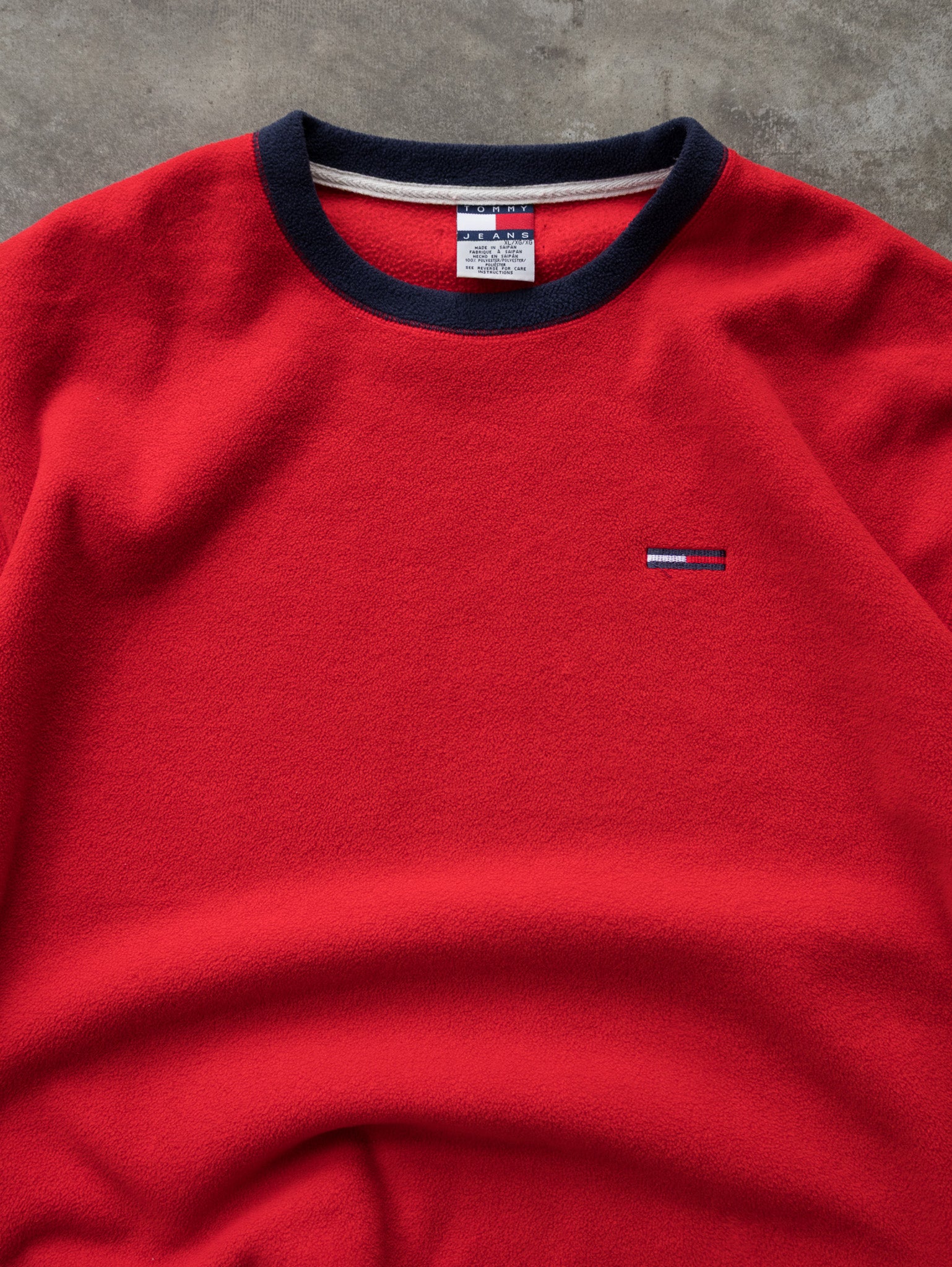 Vintage Red Tommy Jeans Fleece Sweatshirt (XL)