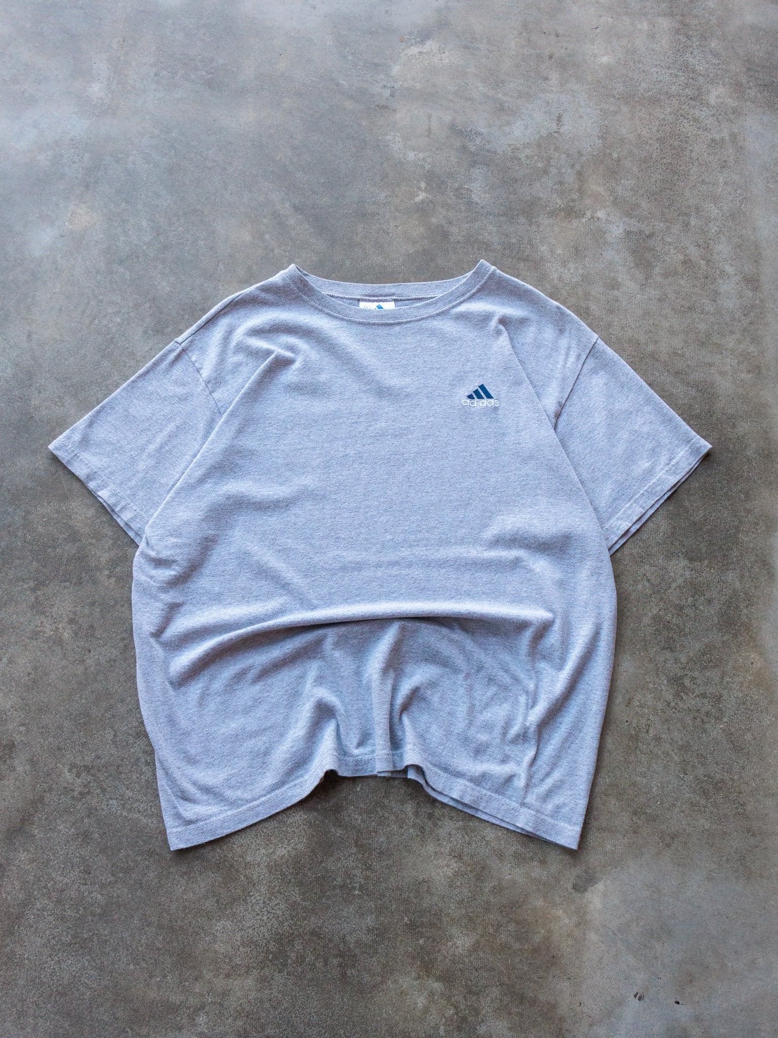 Vintage 90s Grey Adidas Logo Tee (L)