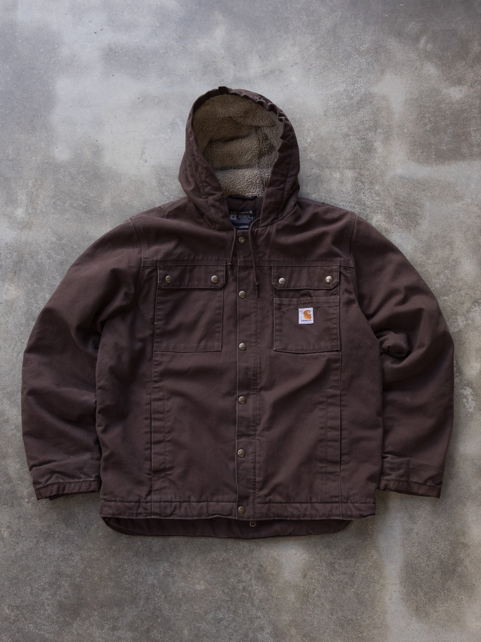 Vintage Brown Carhartt Sherpa-Lined Jacket (M)