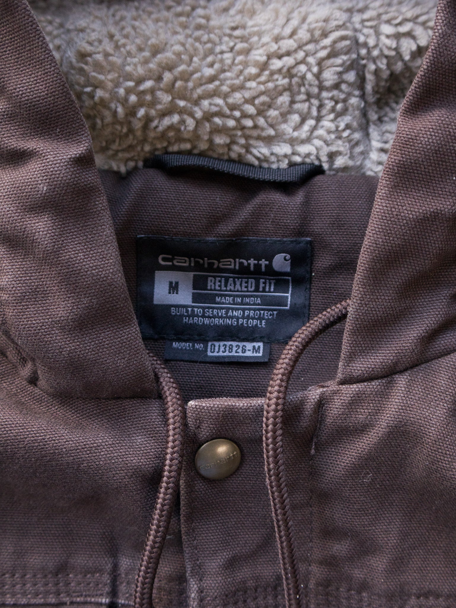 Vintage Brown Carhartt Sherpa-Lined Jacket (M)