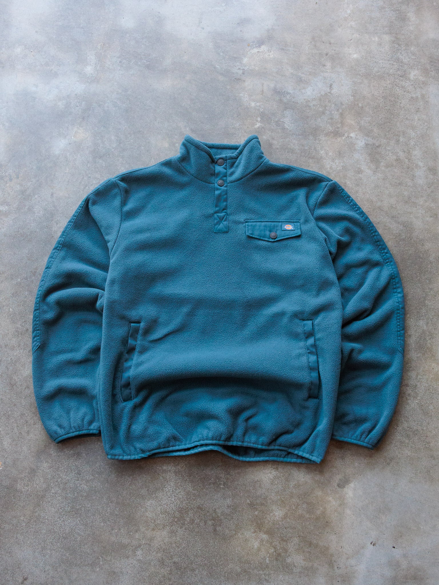 Vintage Teal Dickies Quarter-Snap Fleece Sweatshirt (S)