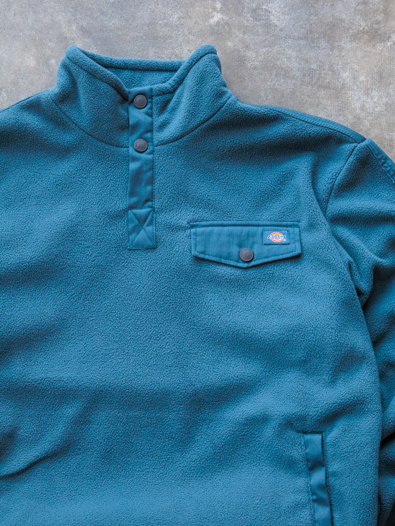 Vintage Teal Dickies Quarter-Snap Fleece Sweatshirt (S)