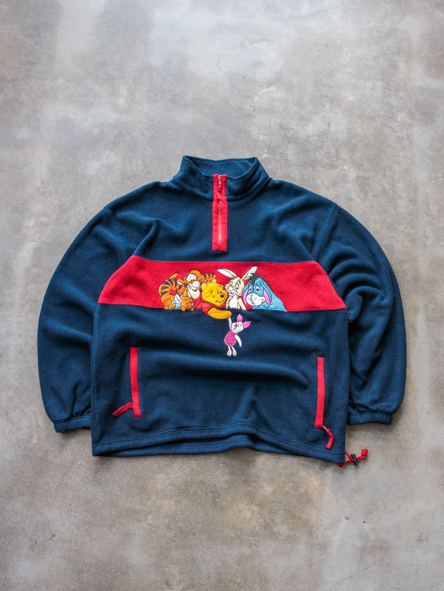 Vintage 90s Winnie the Pooh Quarter Zip Fleece Sweatshirt (L)