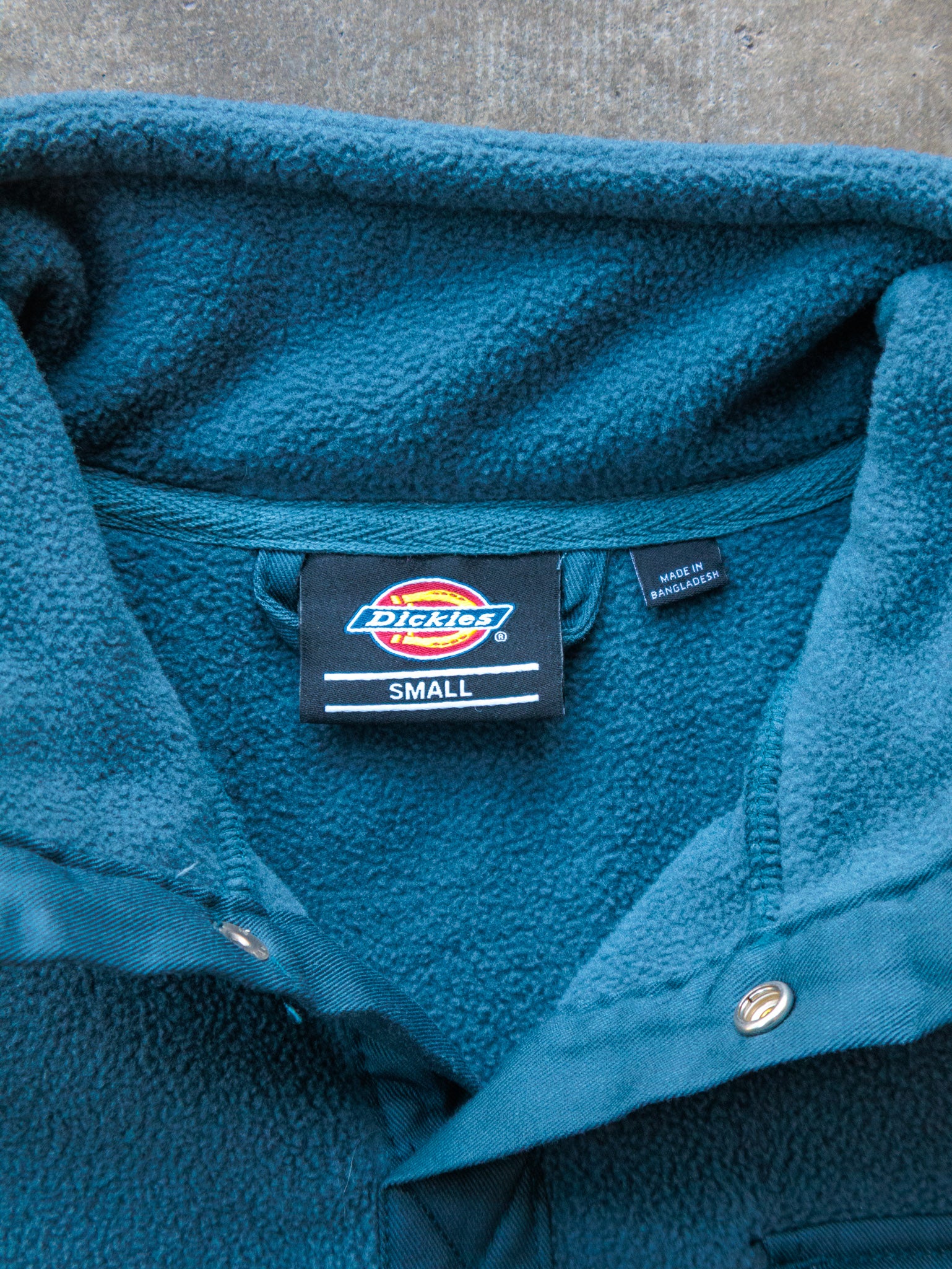 Vintage Teal Dickies Quarter-Snap Fleece Sweatshirt (S)