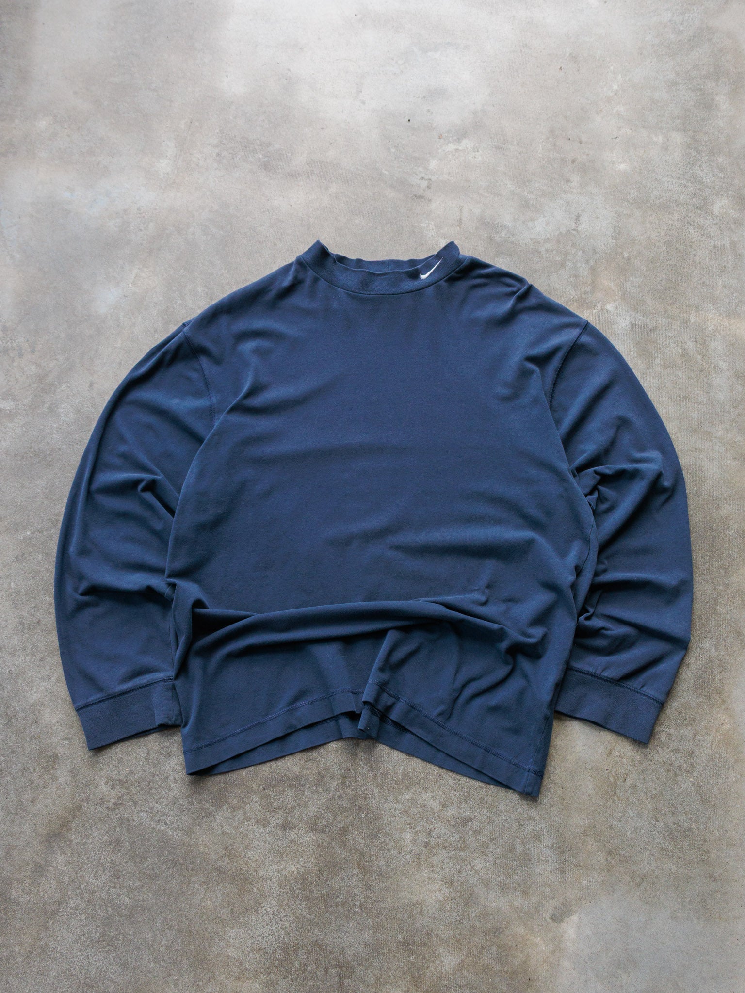 Vintage 90s Navy Nike Mock Neck Long Sleeve (M)