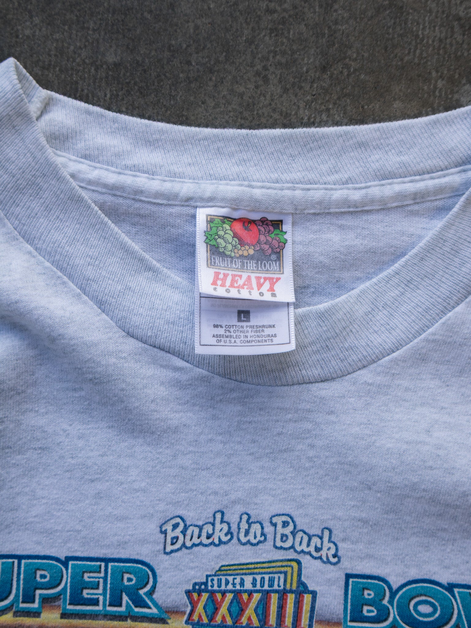 Vintage Grey Denver Broncos Champions Caricature Tee (XL)