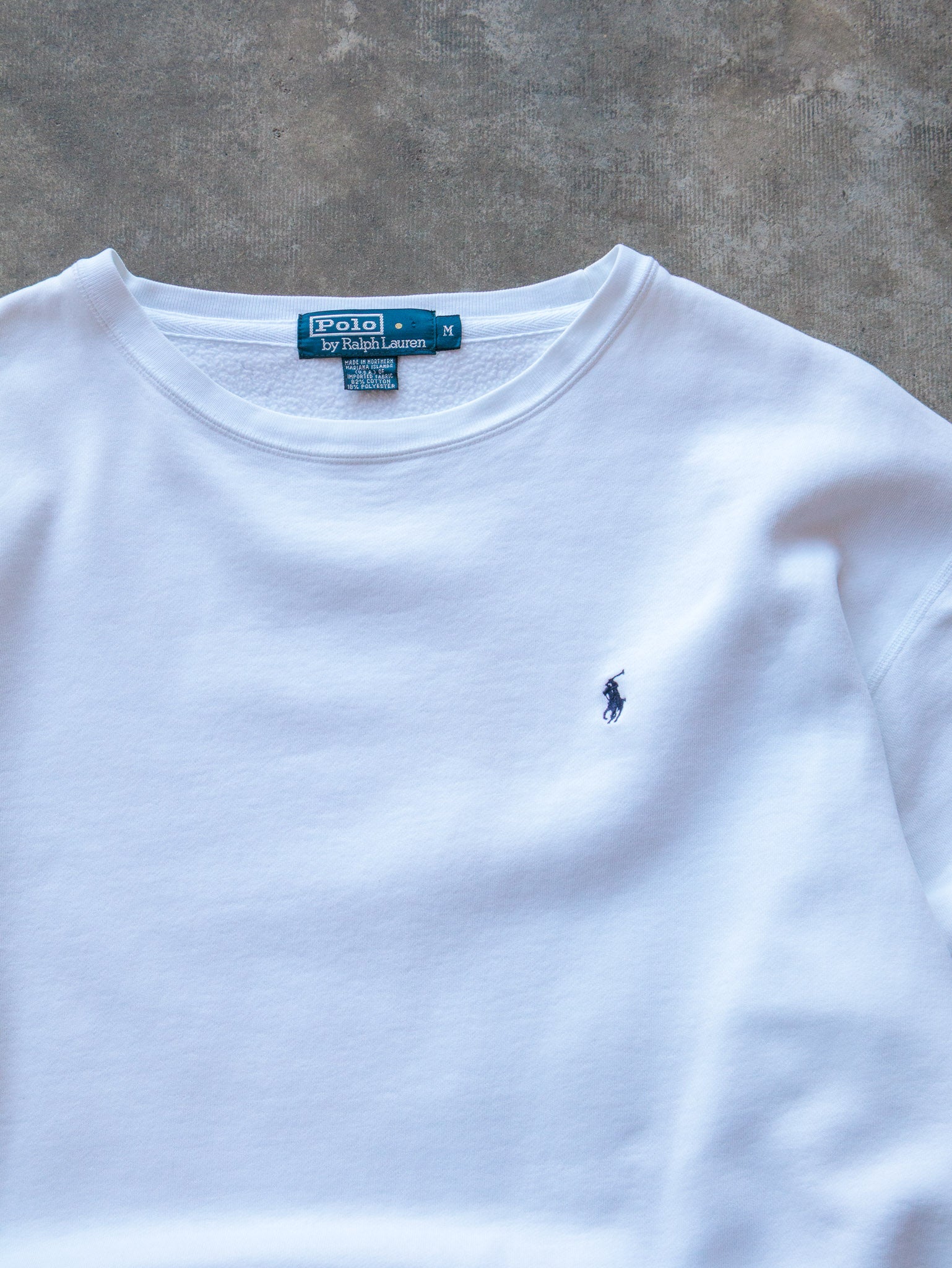 Vintage 90s White Polo Ralph Lauren Sweatshirt (M)