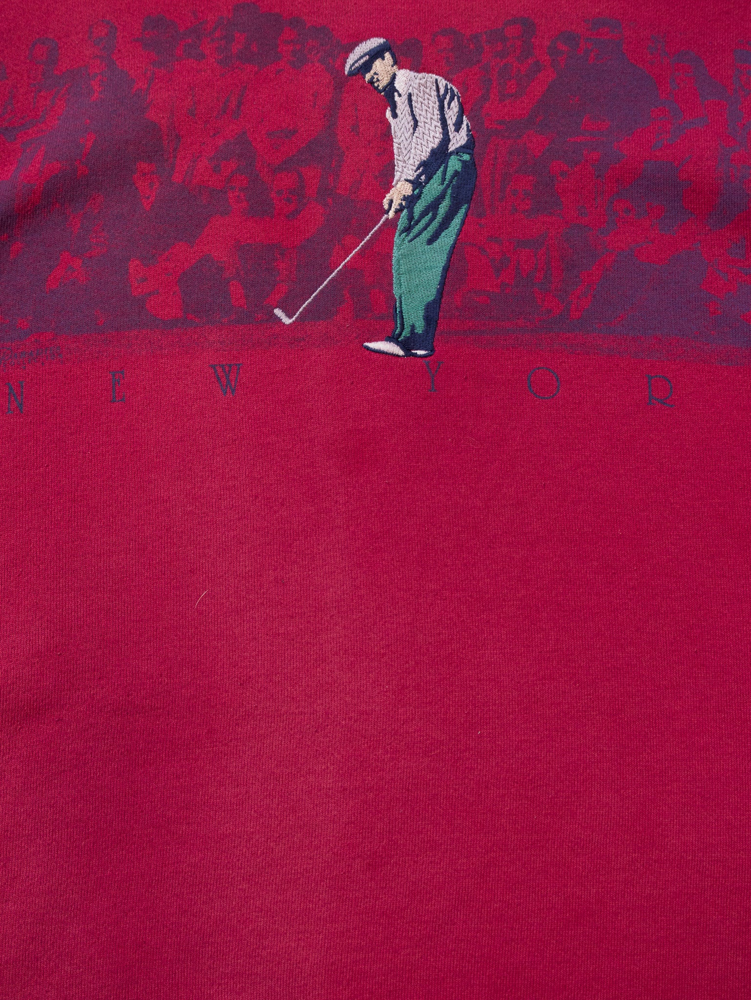 Vintage 90s Maroon New York Golf Graphic Sweatshirt (XL)