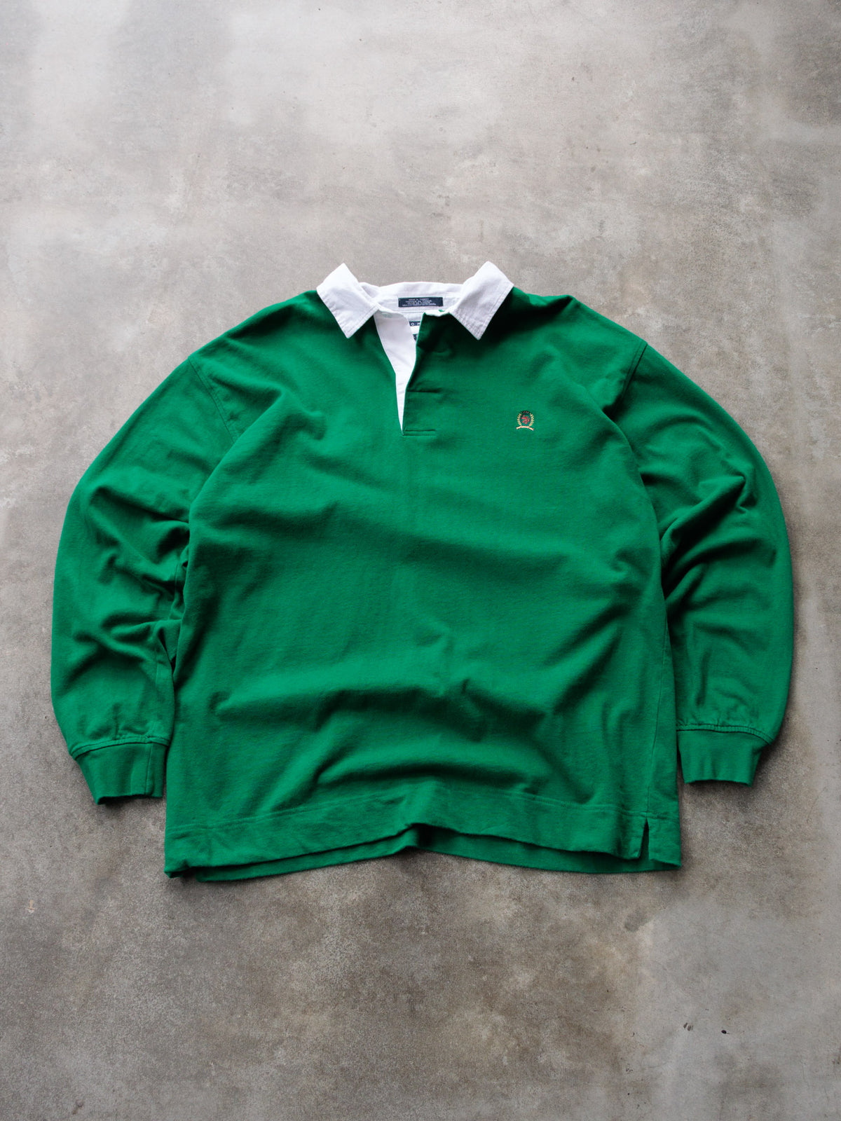 Vintage 90s Green Tommy Hilfiger Rugby Shirt (XL)