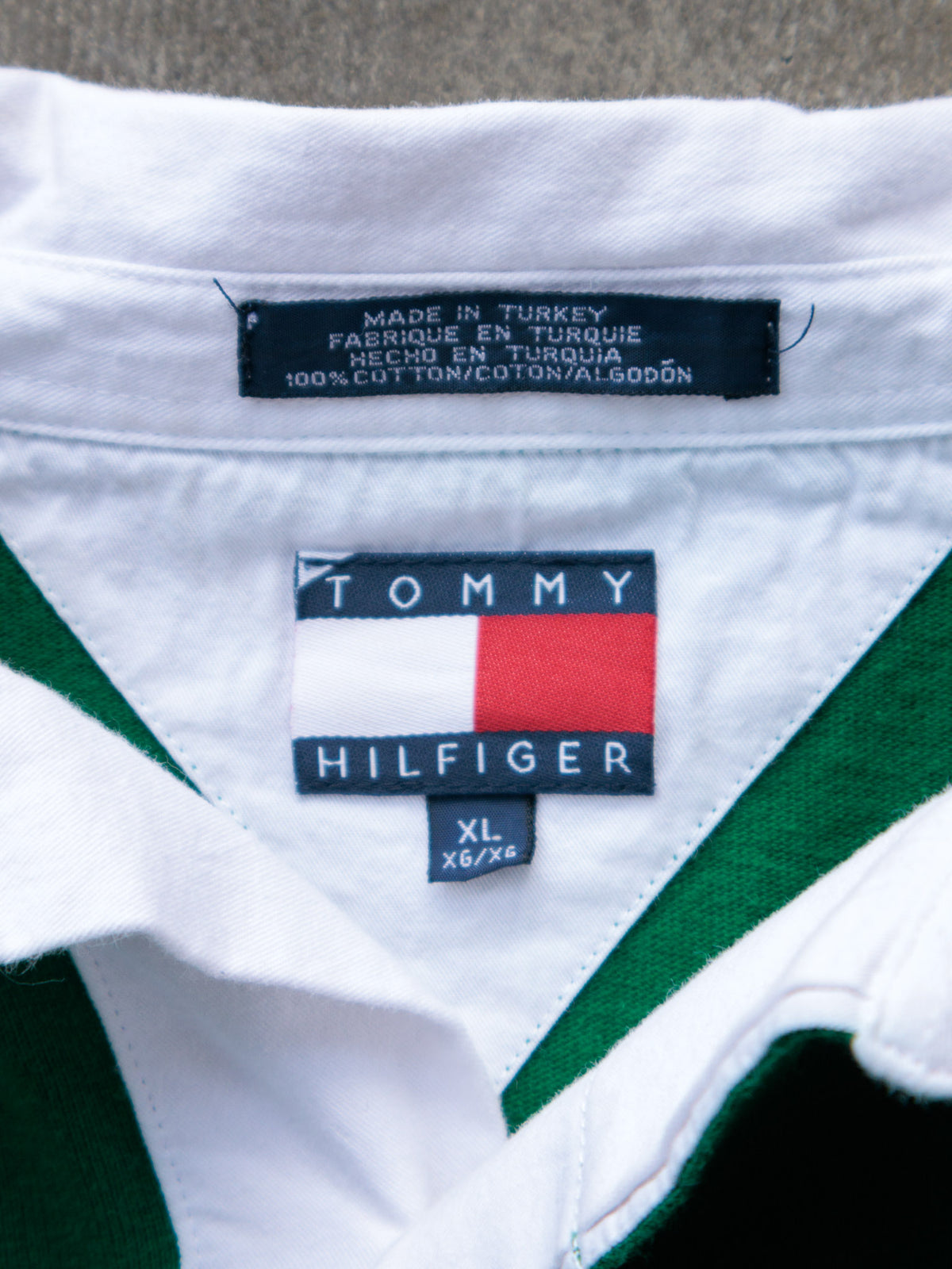 Vintage 90s Green Tommy Hilfiger Rugby Shirt (XL)