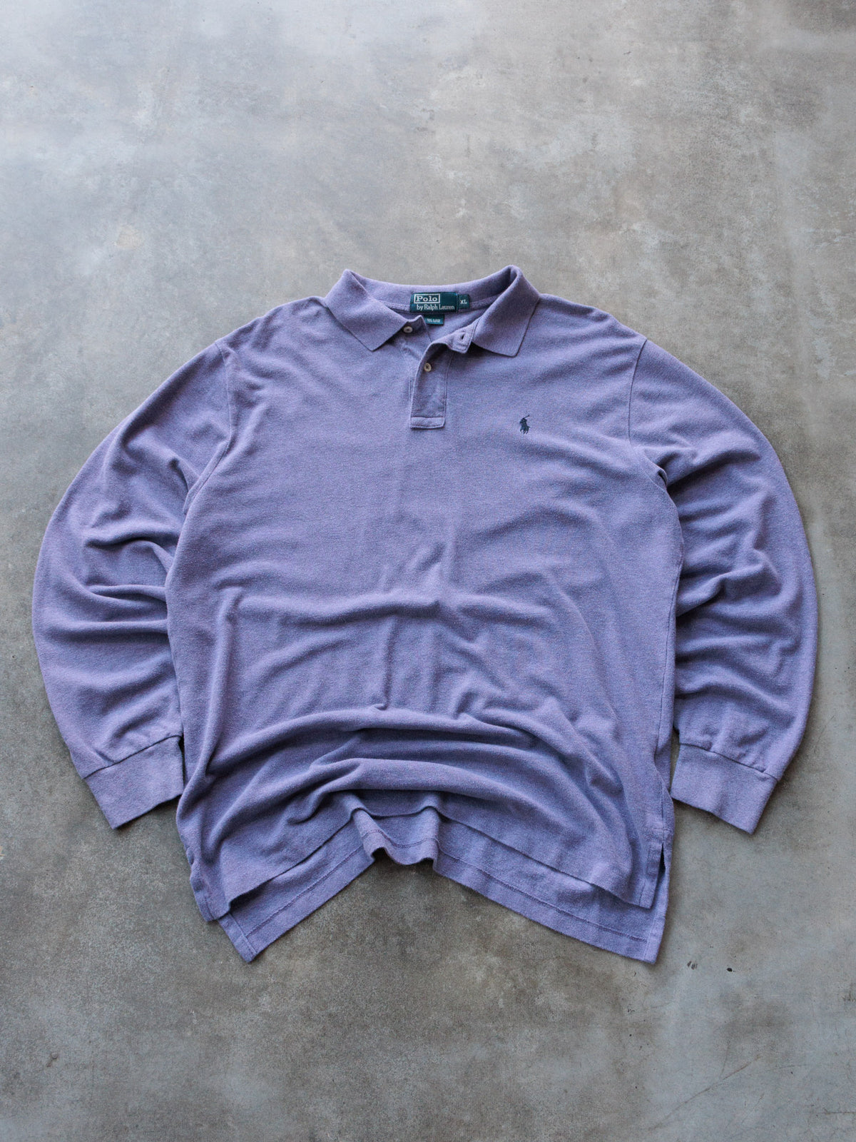 Vintage 90s Purple Polo Ralph Lauren Long Sleeve Polo Shirt (XL)