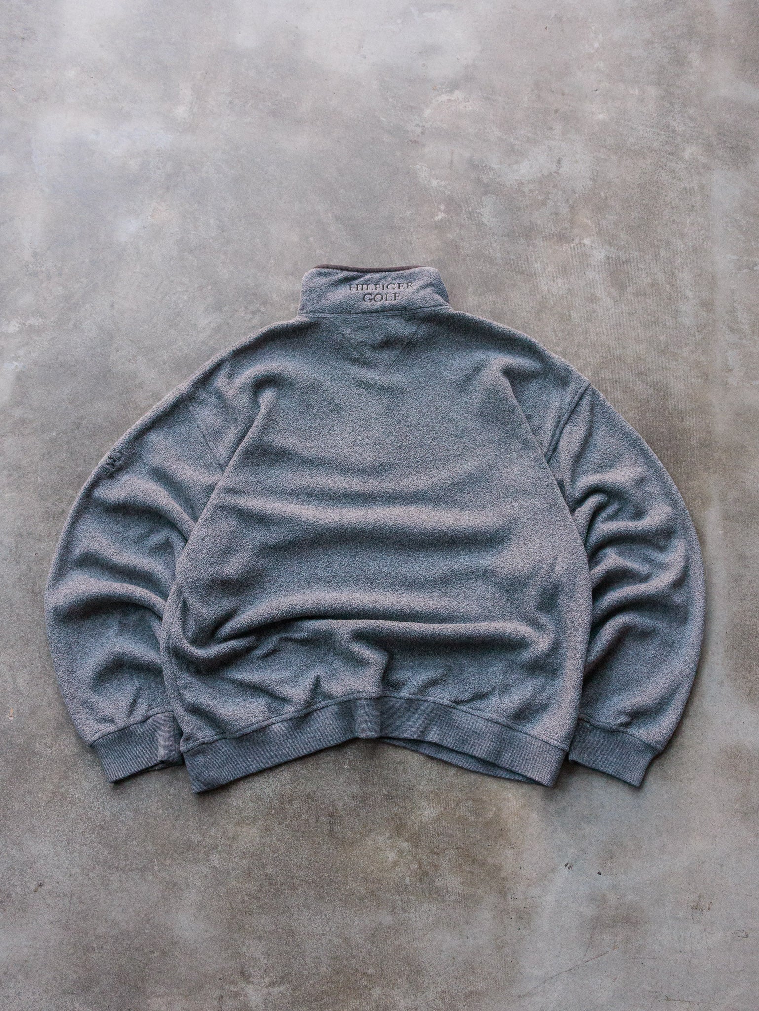 Vintage 90s Grey Tommy Hilfiger Golf Quarter Zip Sweatshirt (L)