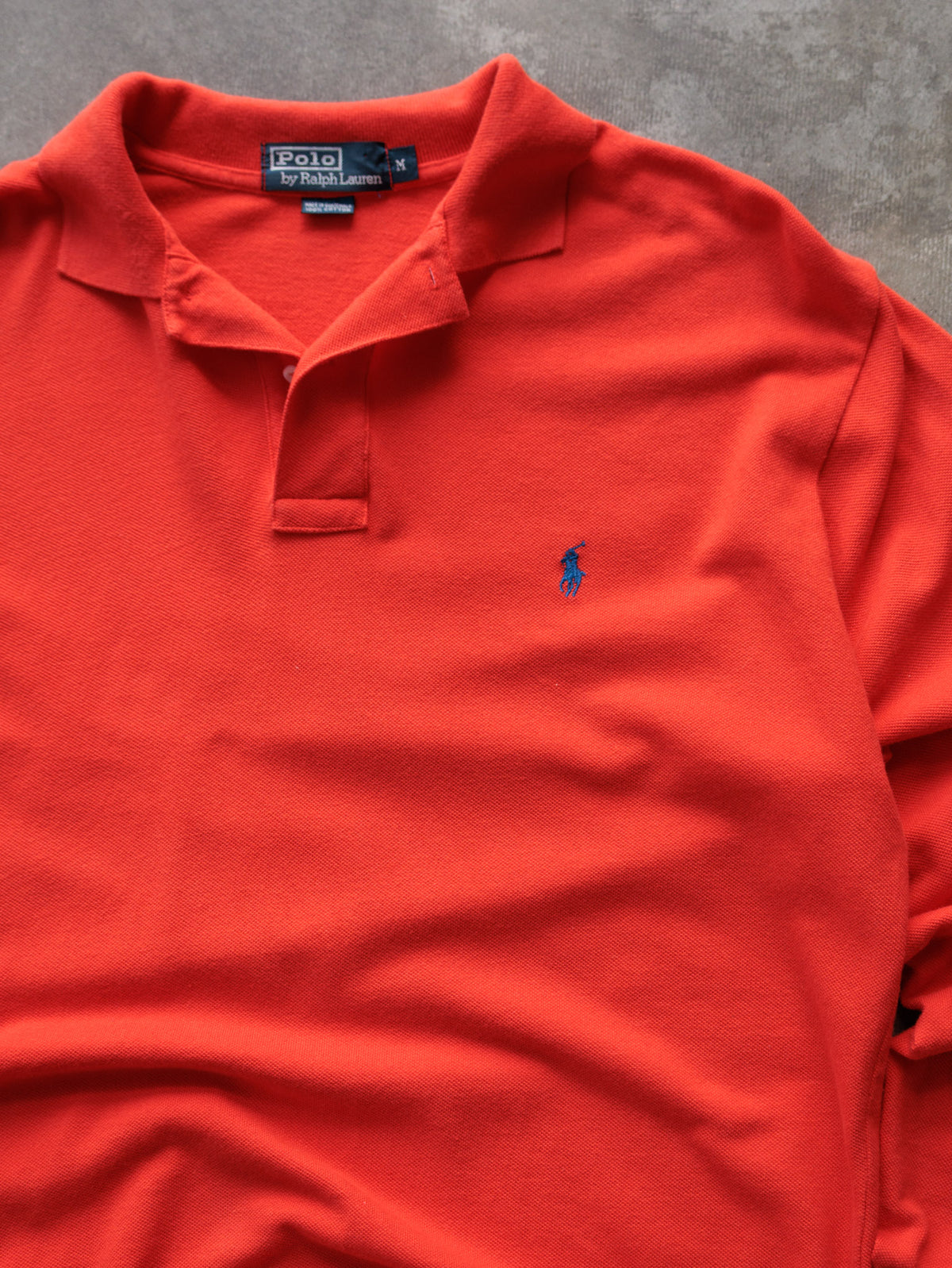 Vintage 00s Orange Polo Ralph Lauren Long Sleeve Polo Shirt (M)